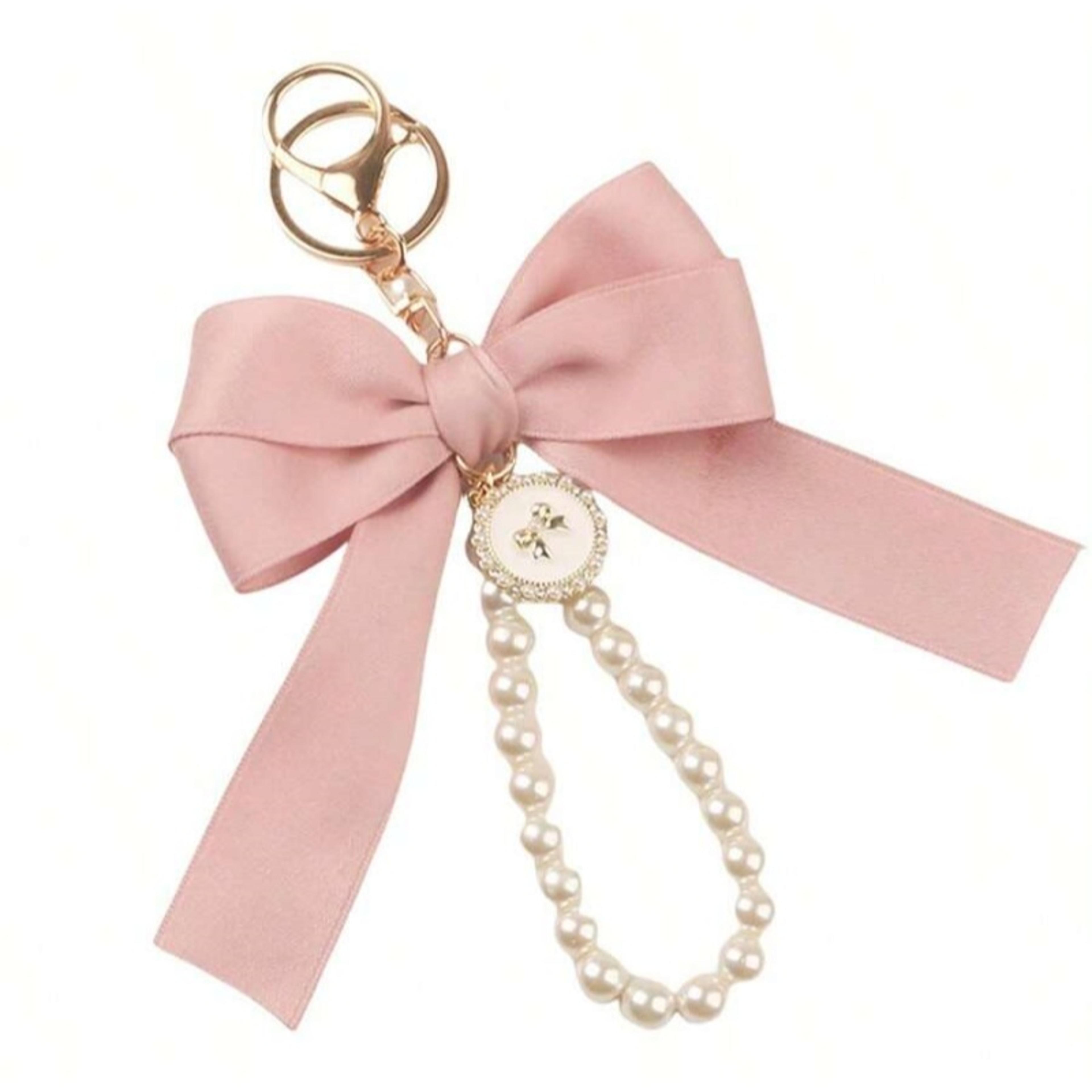 coquette bow keychain bag charm for purses and headphone cases