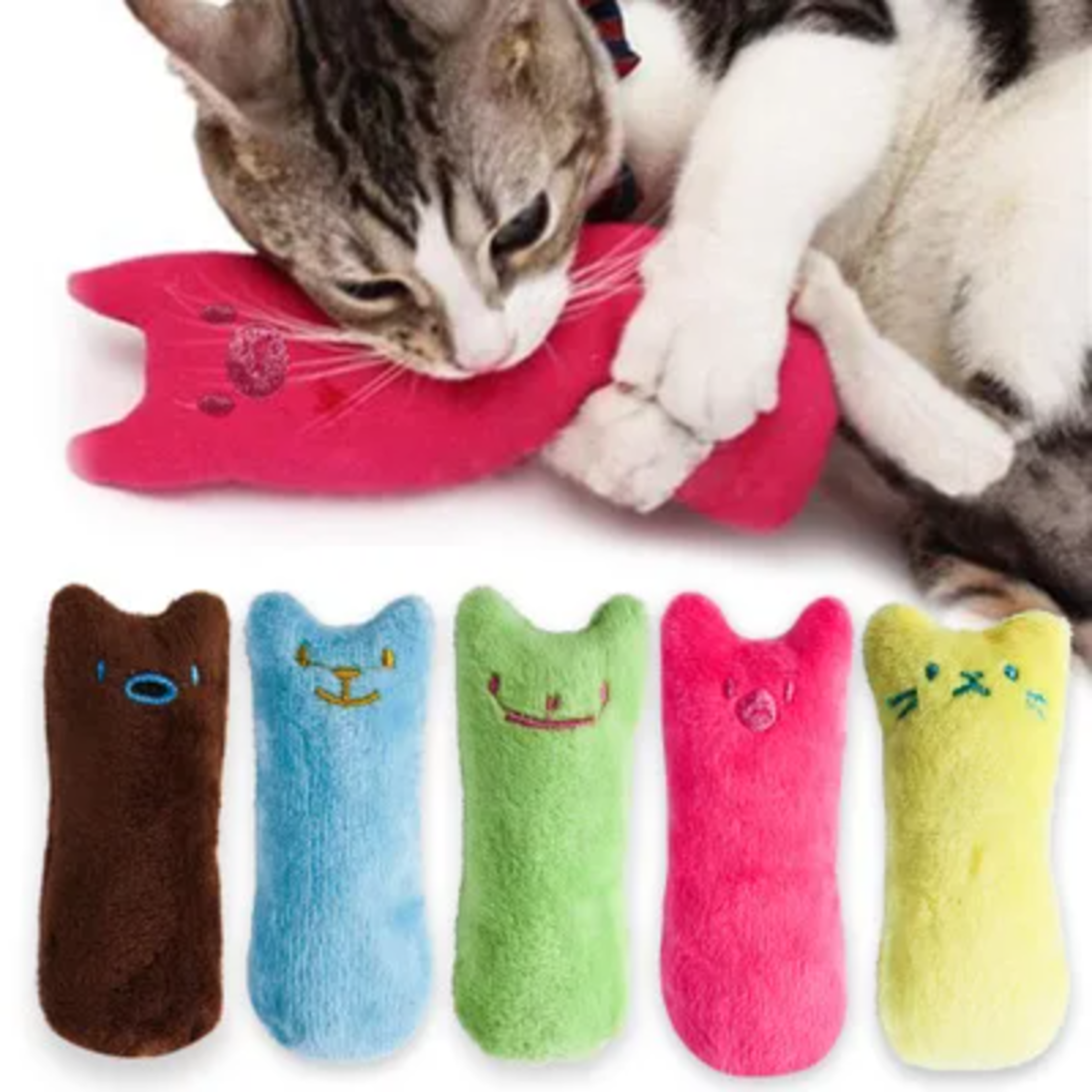 catnip plush chew toy interactive kitten teeth grinding toy with crinkle sound