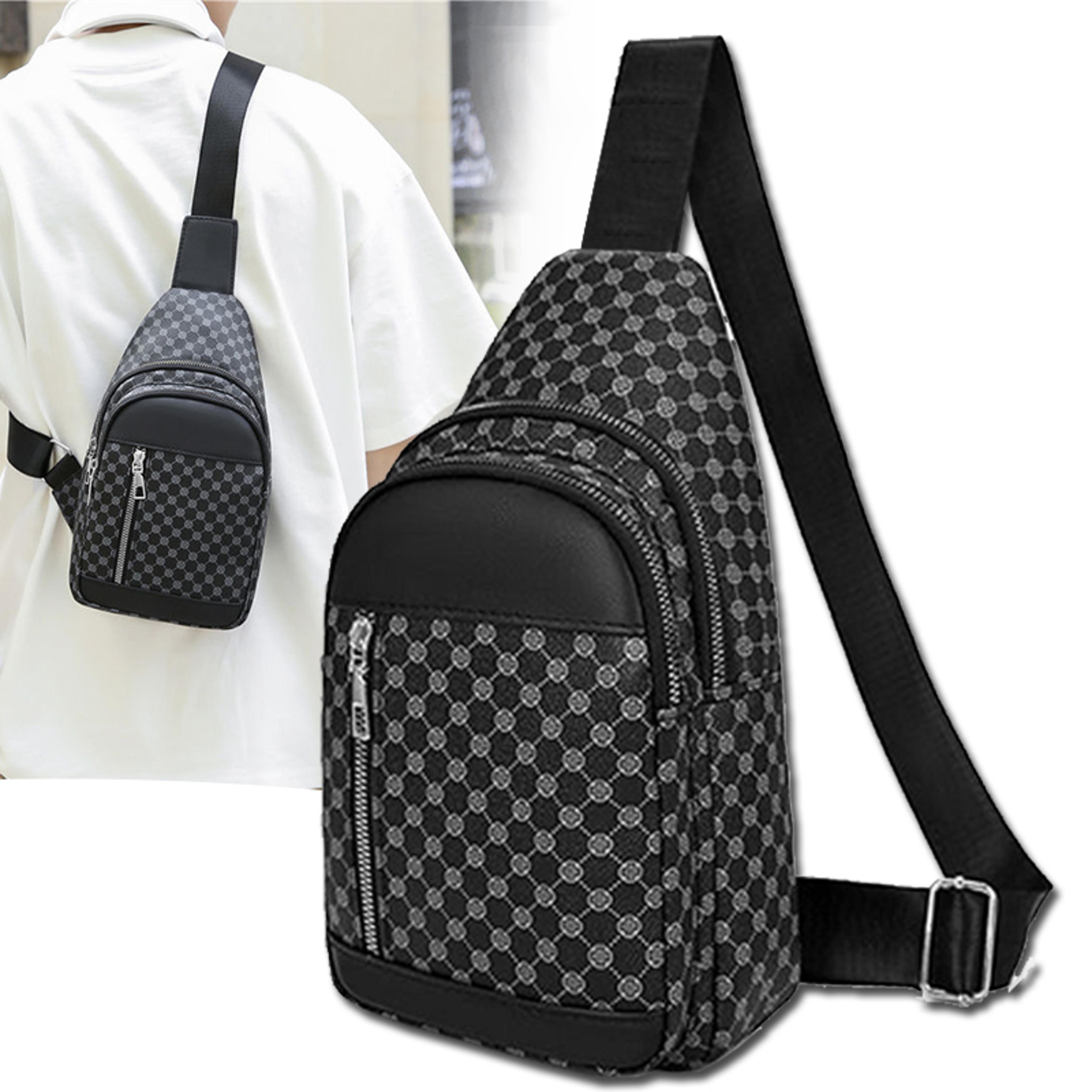 vintage check men sling bag lightweight crossbody chest bag with adjustable strap