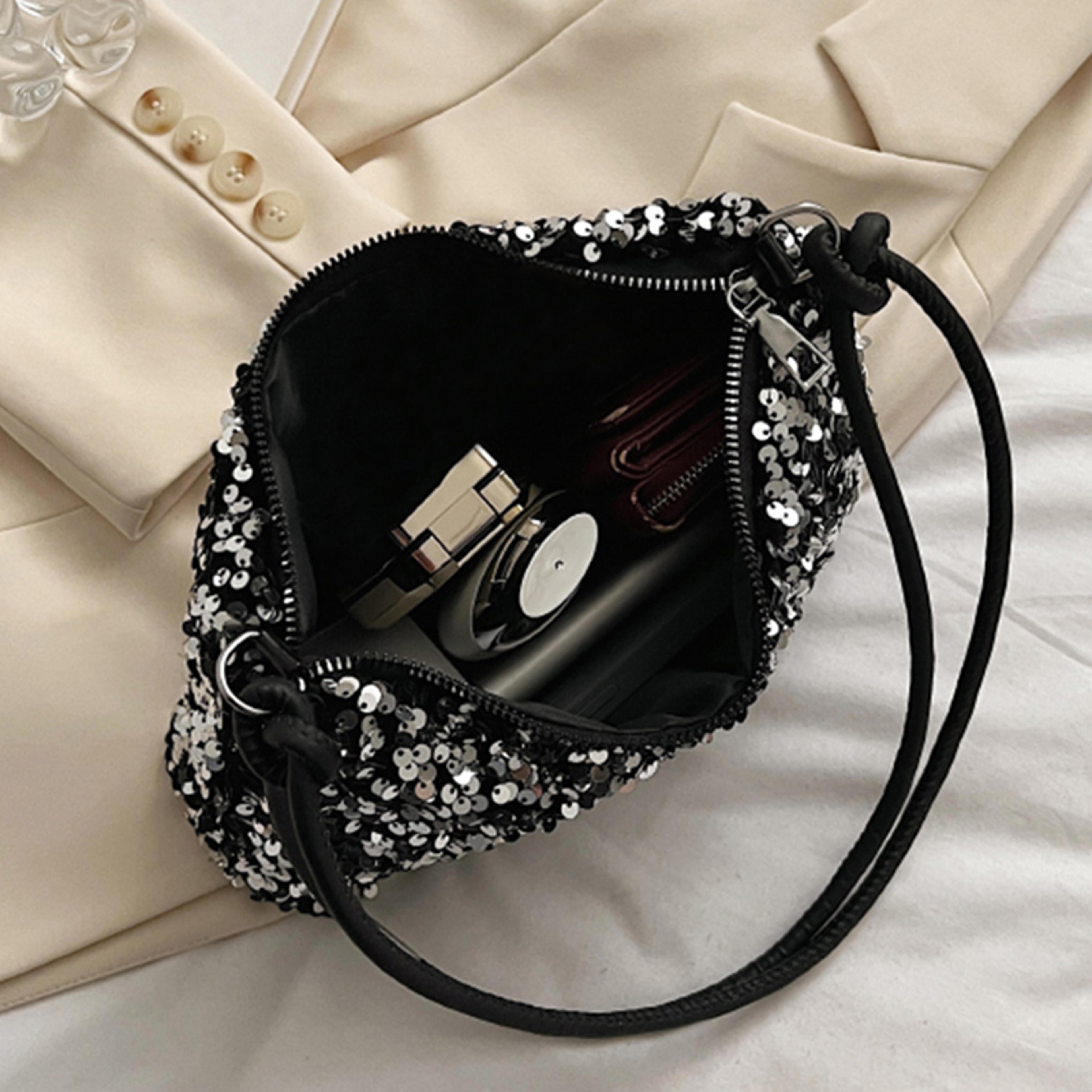 neck sequin shoulder bag mini evening party handbag for women
