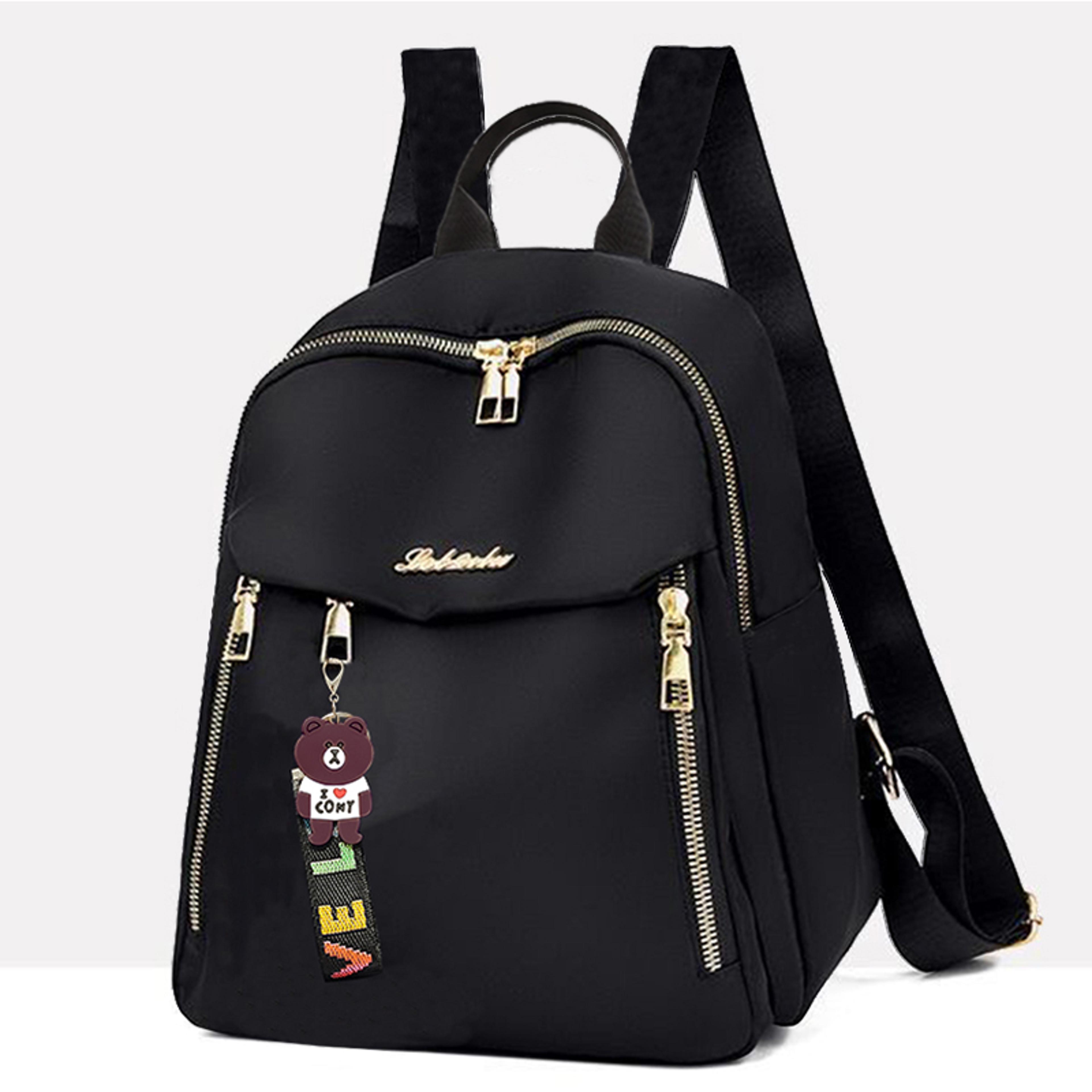 chic gold detail women's fashion backpack lightweight compact casual daypack