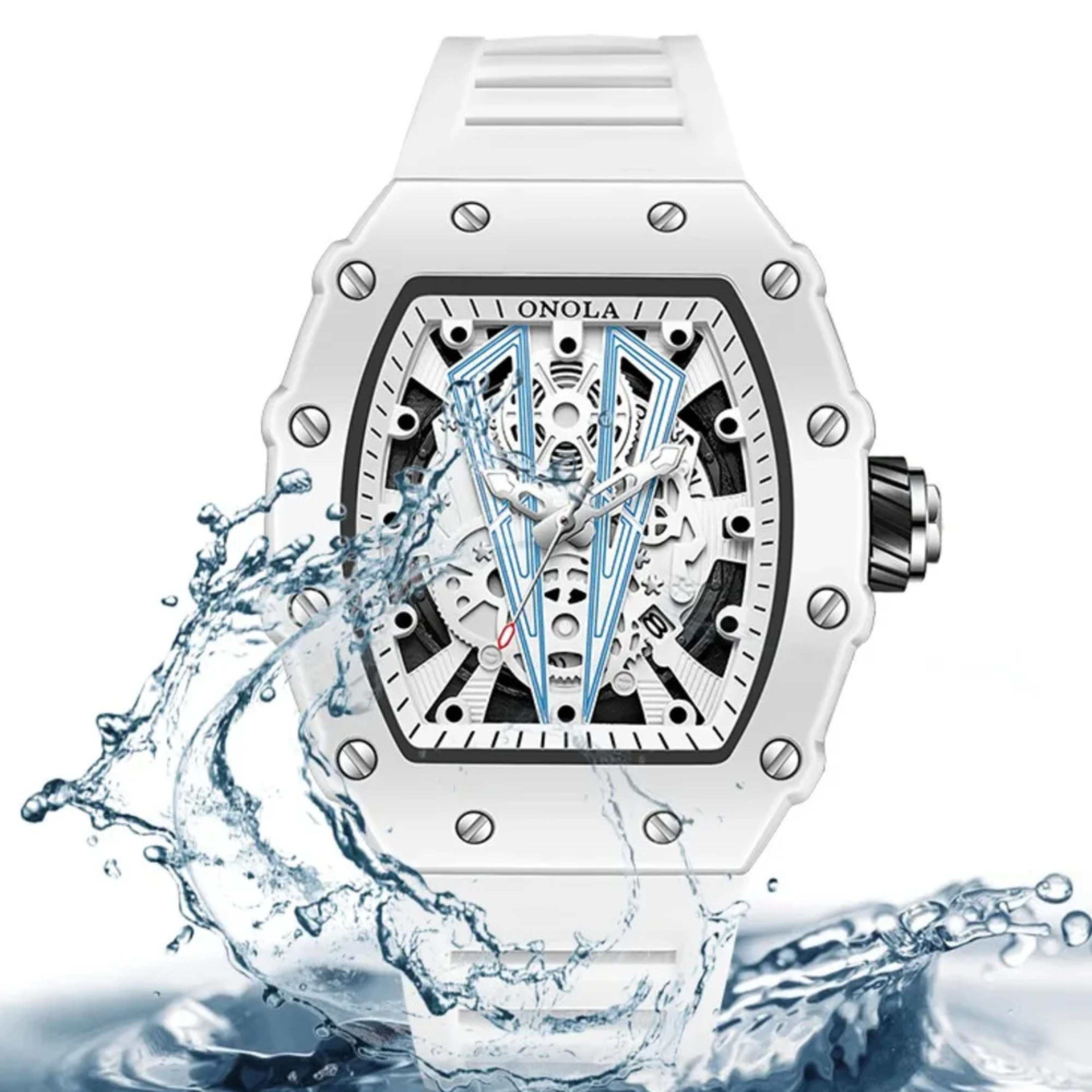 white men watch waterproof silicone strap calendar wristwatch