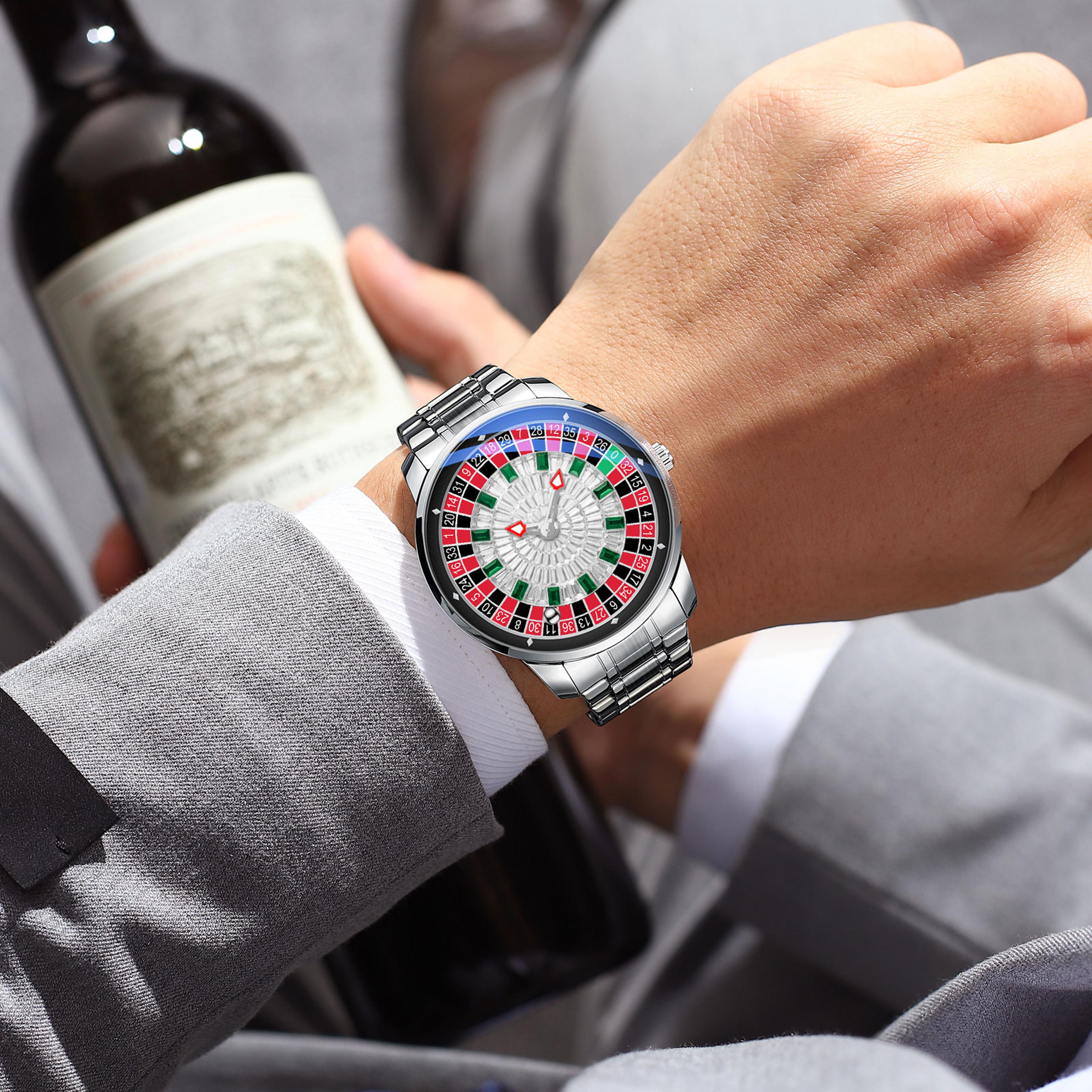 luxury rotating dial mens quartz watch luminous rhinestone waterproof style