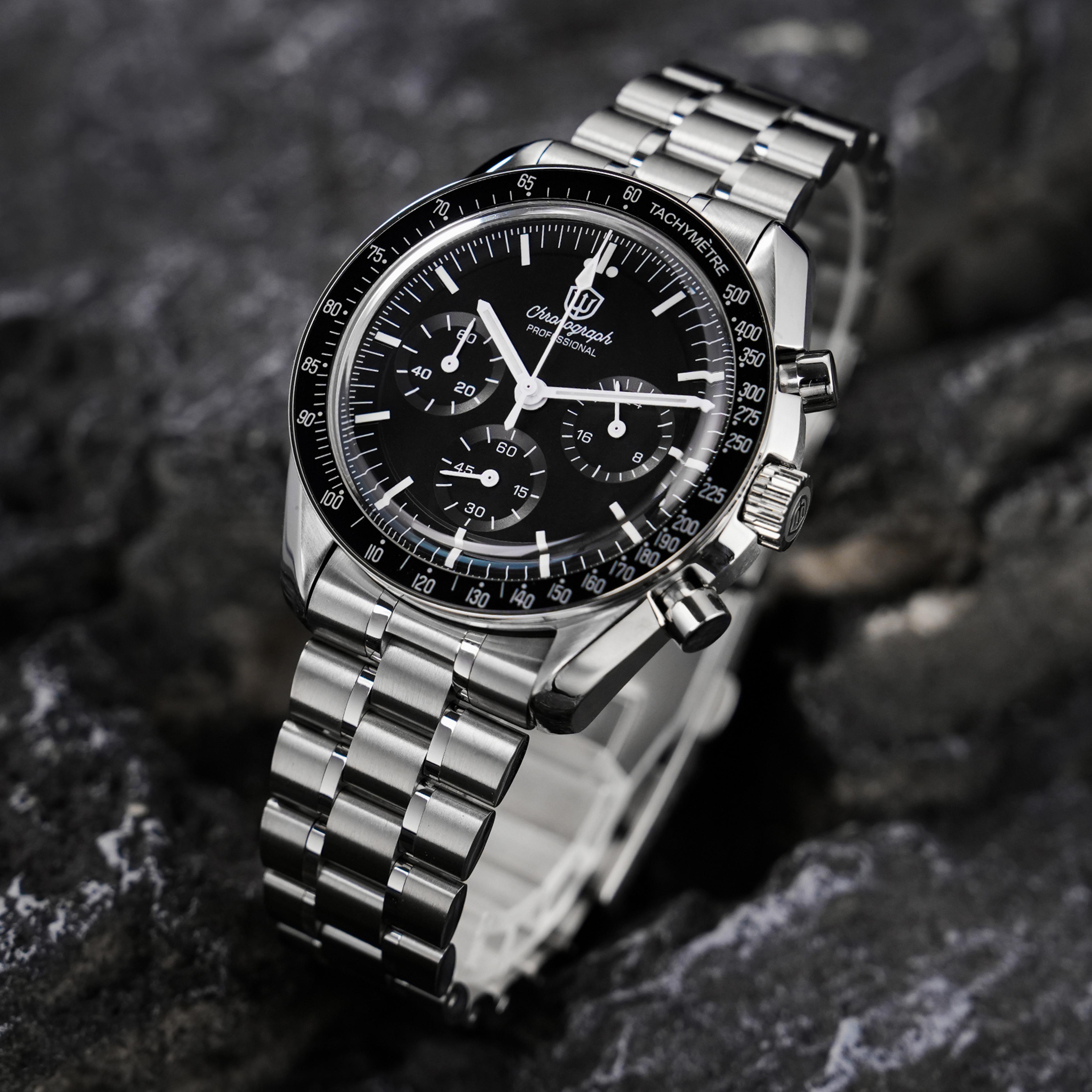 chronograph watch with sapphire crystal waterproof luminous dial