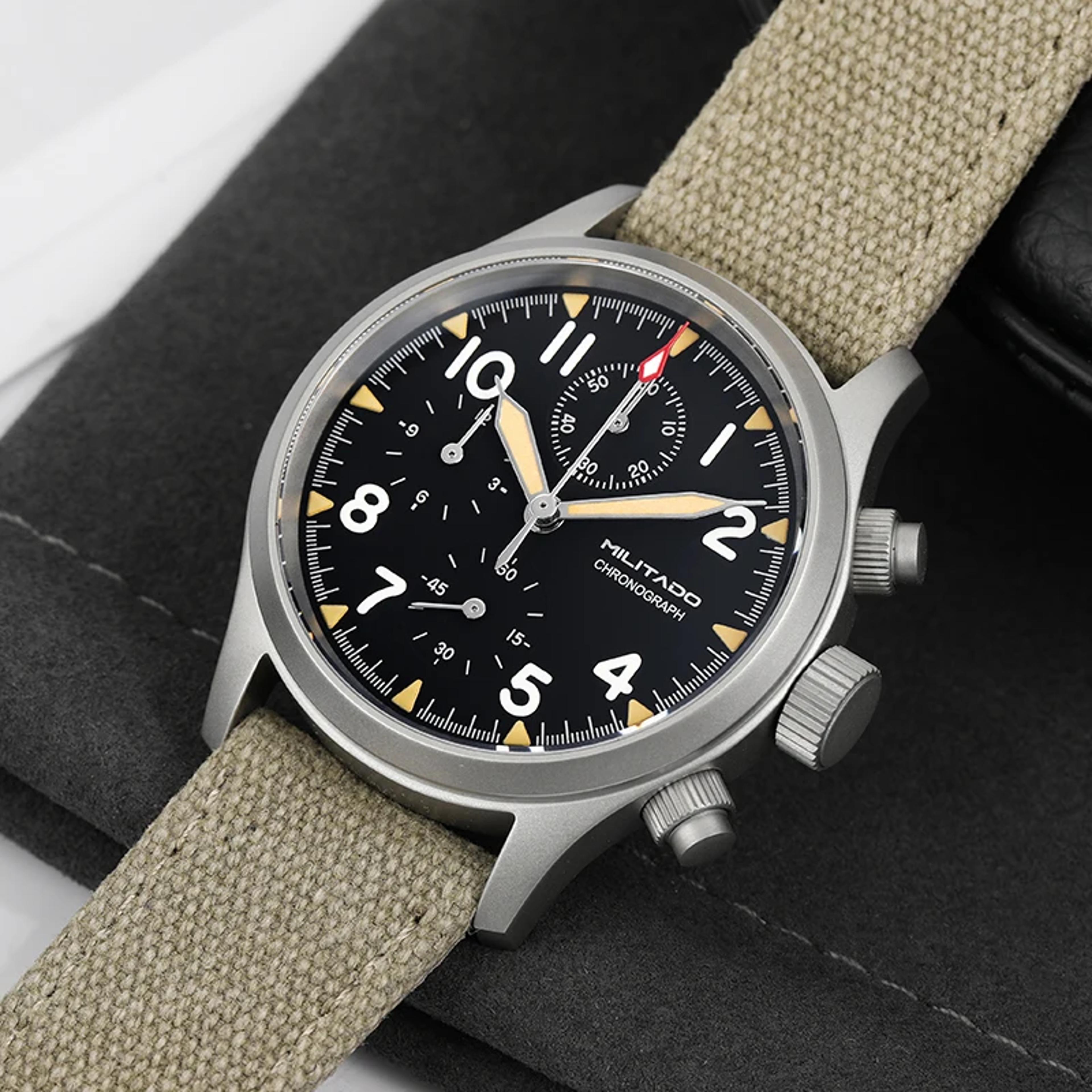 luxury quartz chronograph watch stainless steel military style waterproof multifunction wristwatch