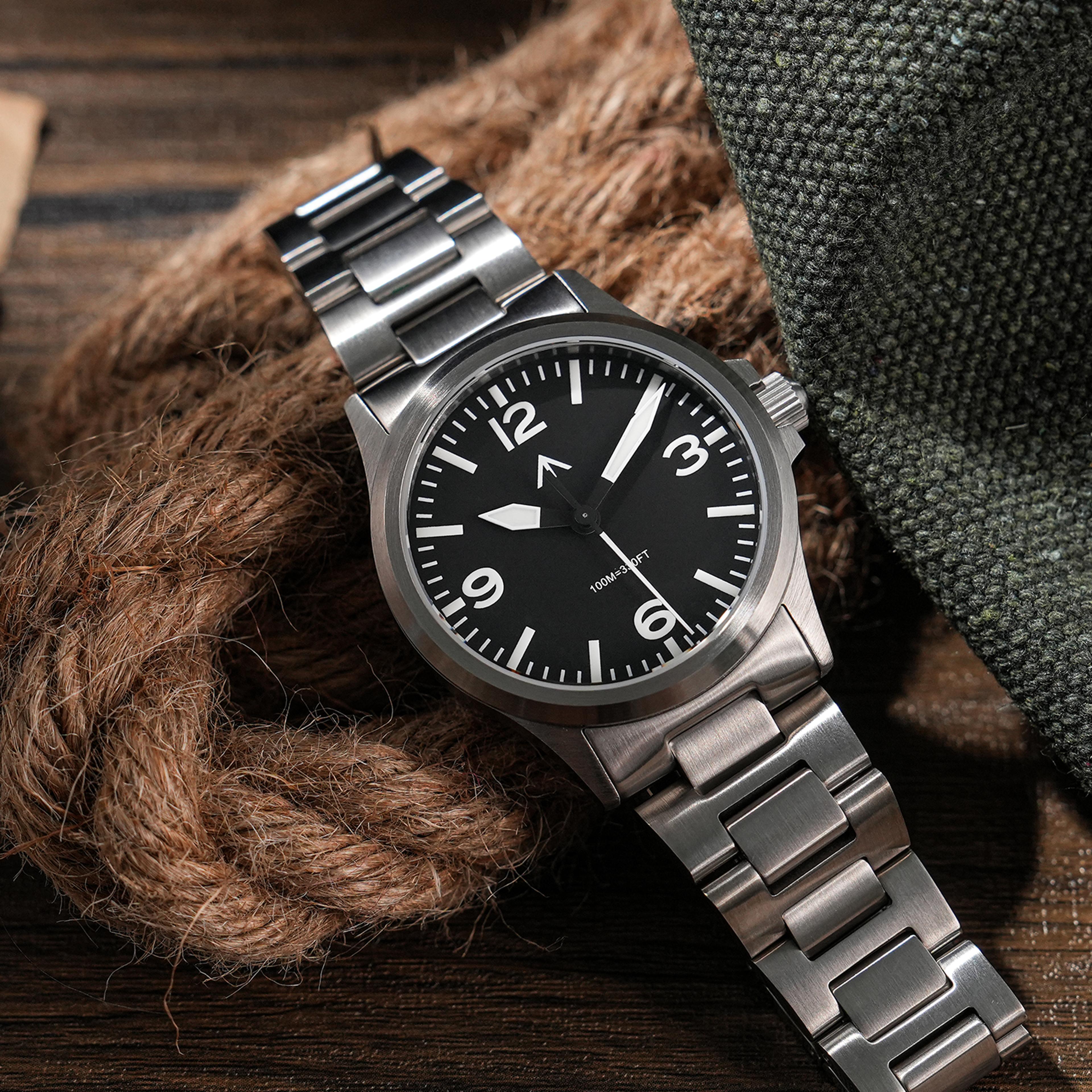 luxury mens sapphire glass quartz wristwatch with sweep movement steel waterproof design