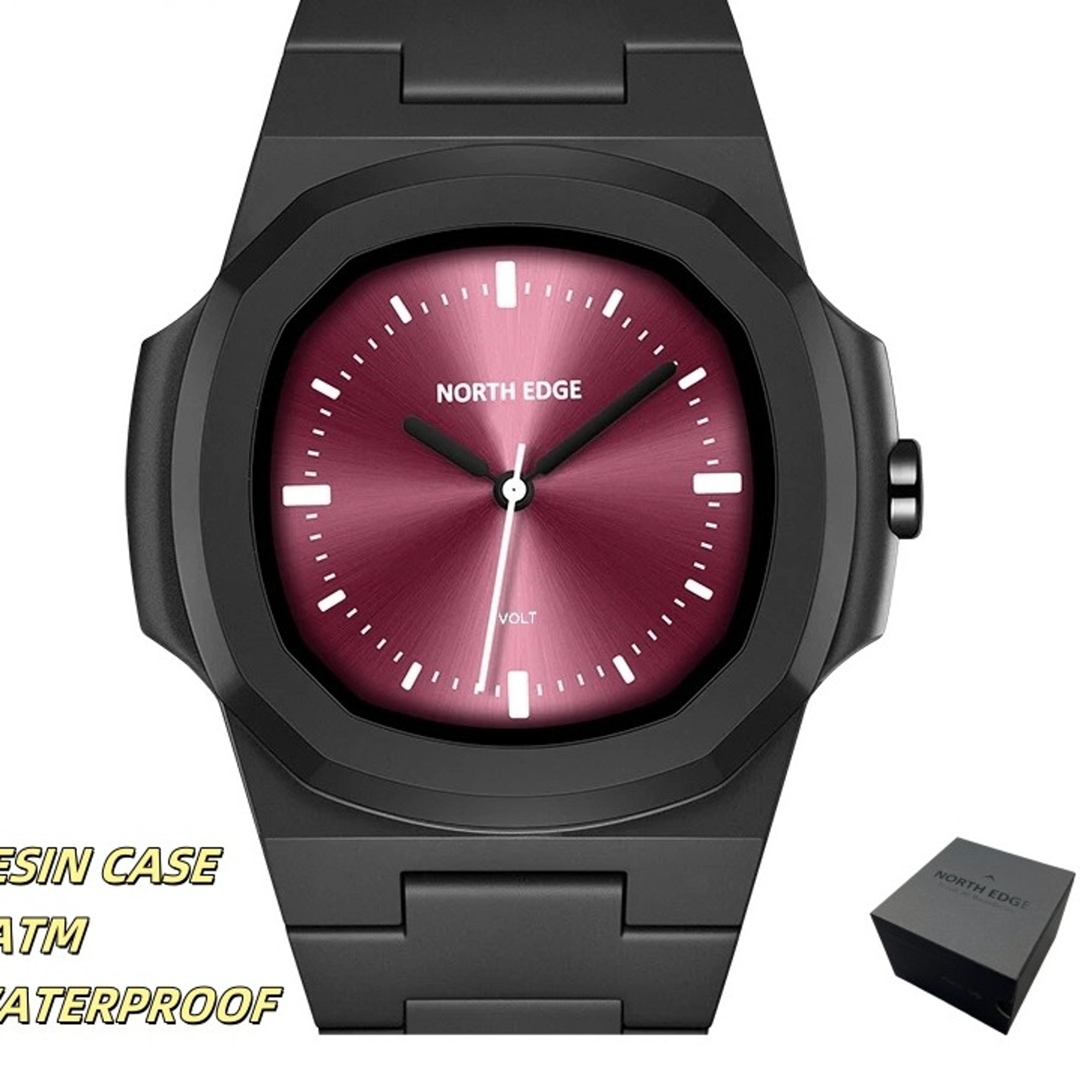 waterproof quartz watch lightweight square sports watch for men
