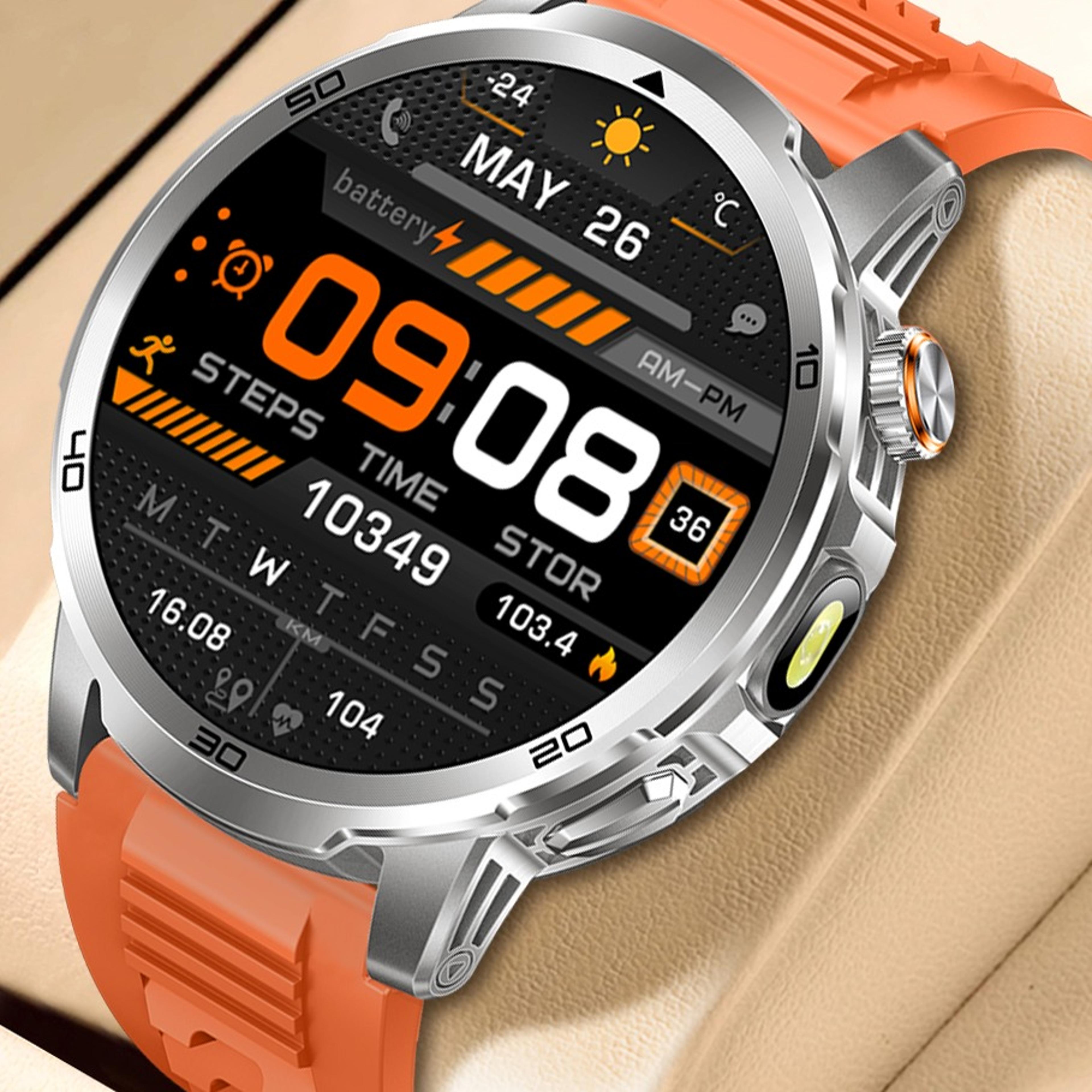 steel mens smart watch bluetooth call fitness tracker with flashlight