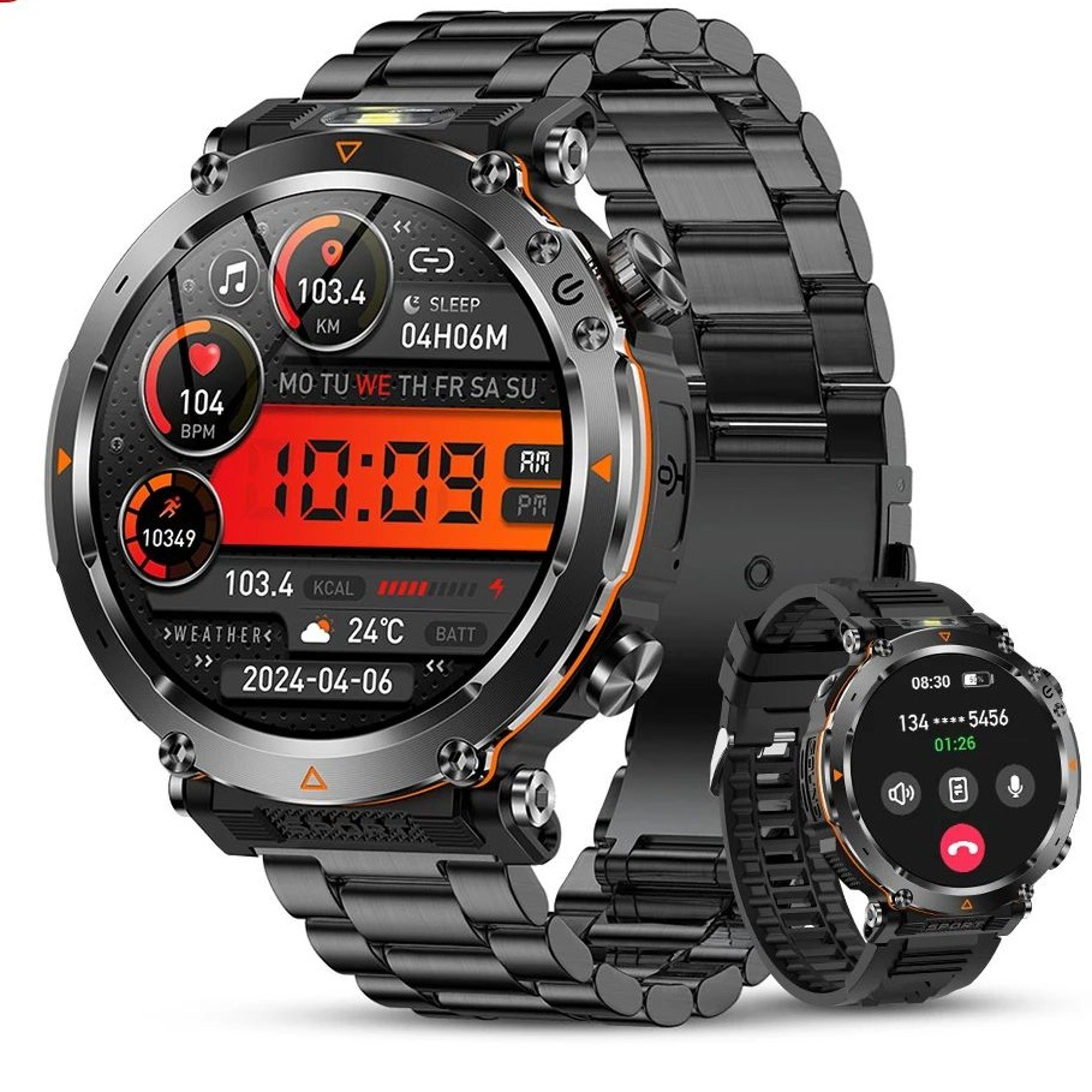outdoor smartwatch with bluetooth calling compass flashlight