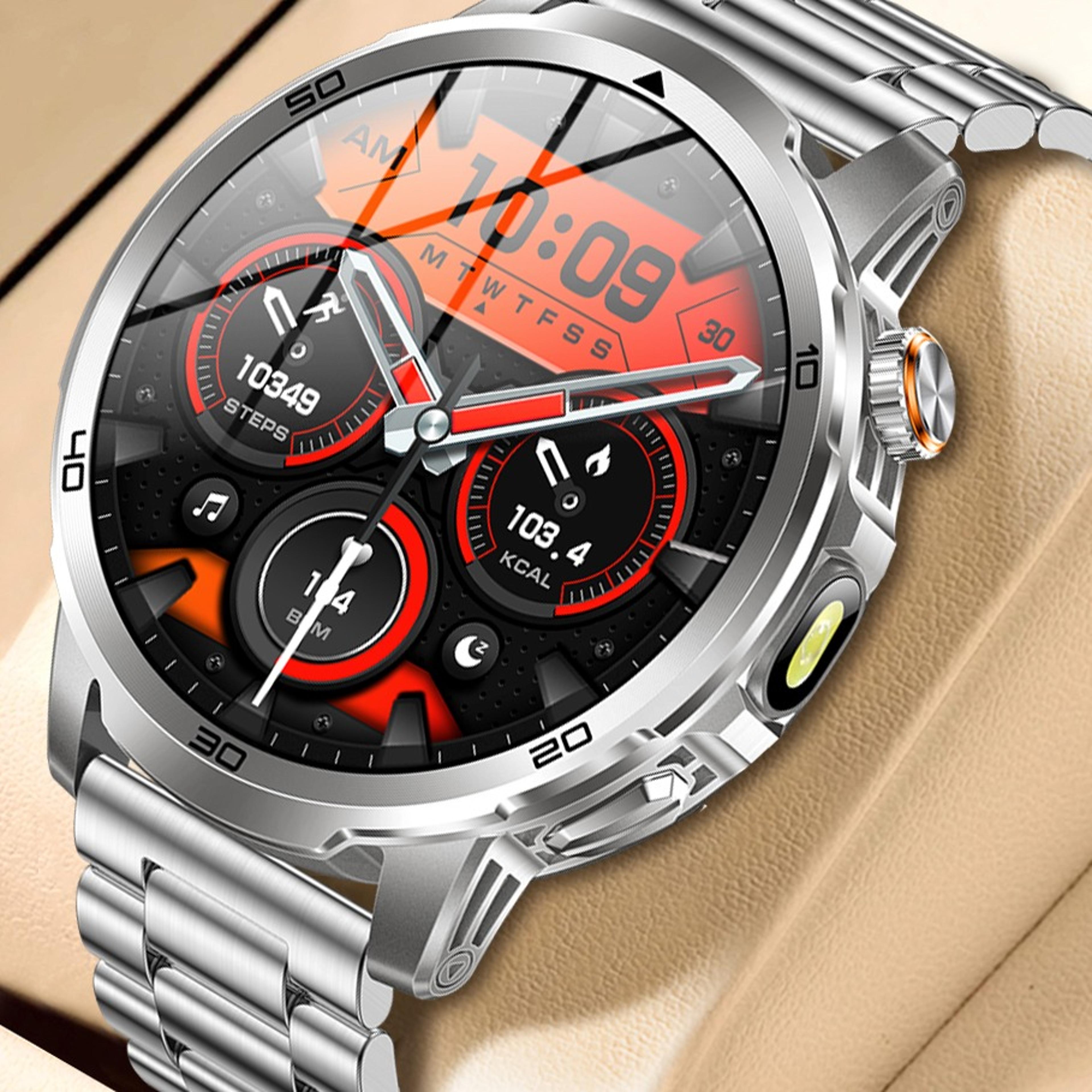 large screen outdoor smartwatch with bluetooth calling battery led flashlight