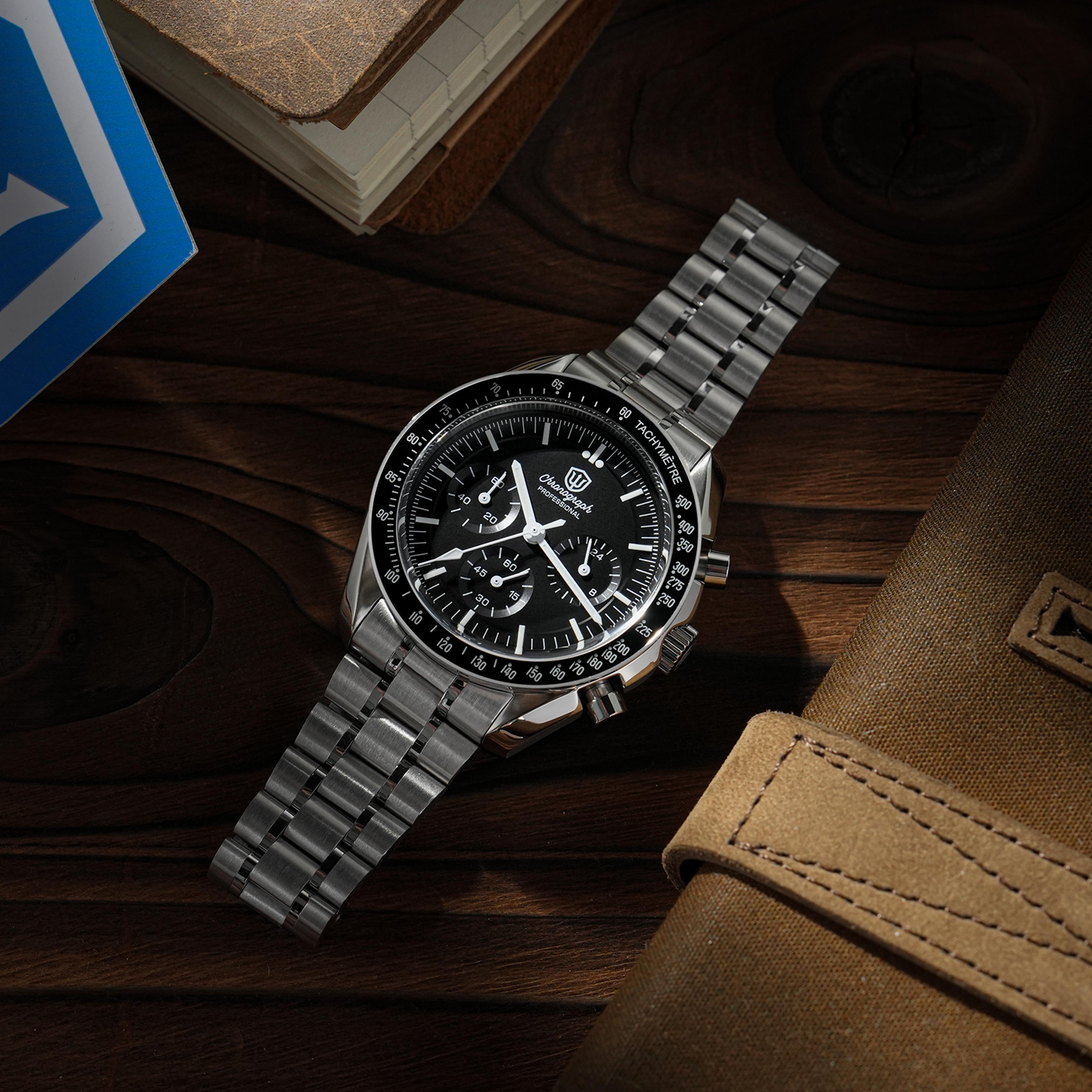 watchdives sapphire crystal chronograph stainless steel retro watch