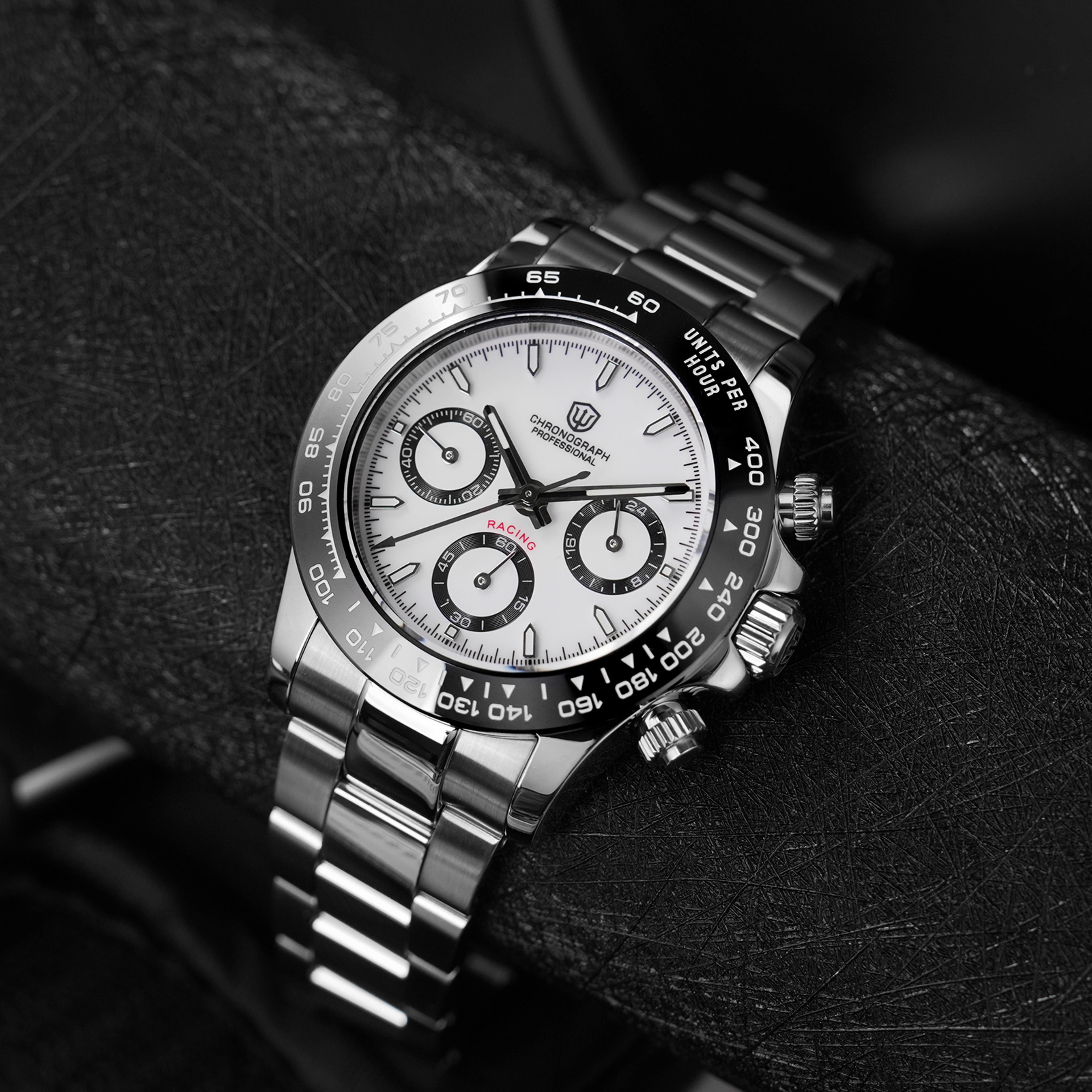 chronograph stainless steel sapphire crystal luminous mens watch