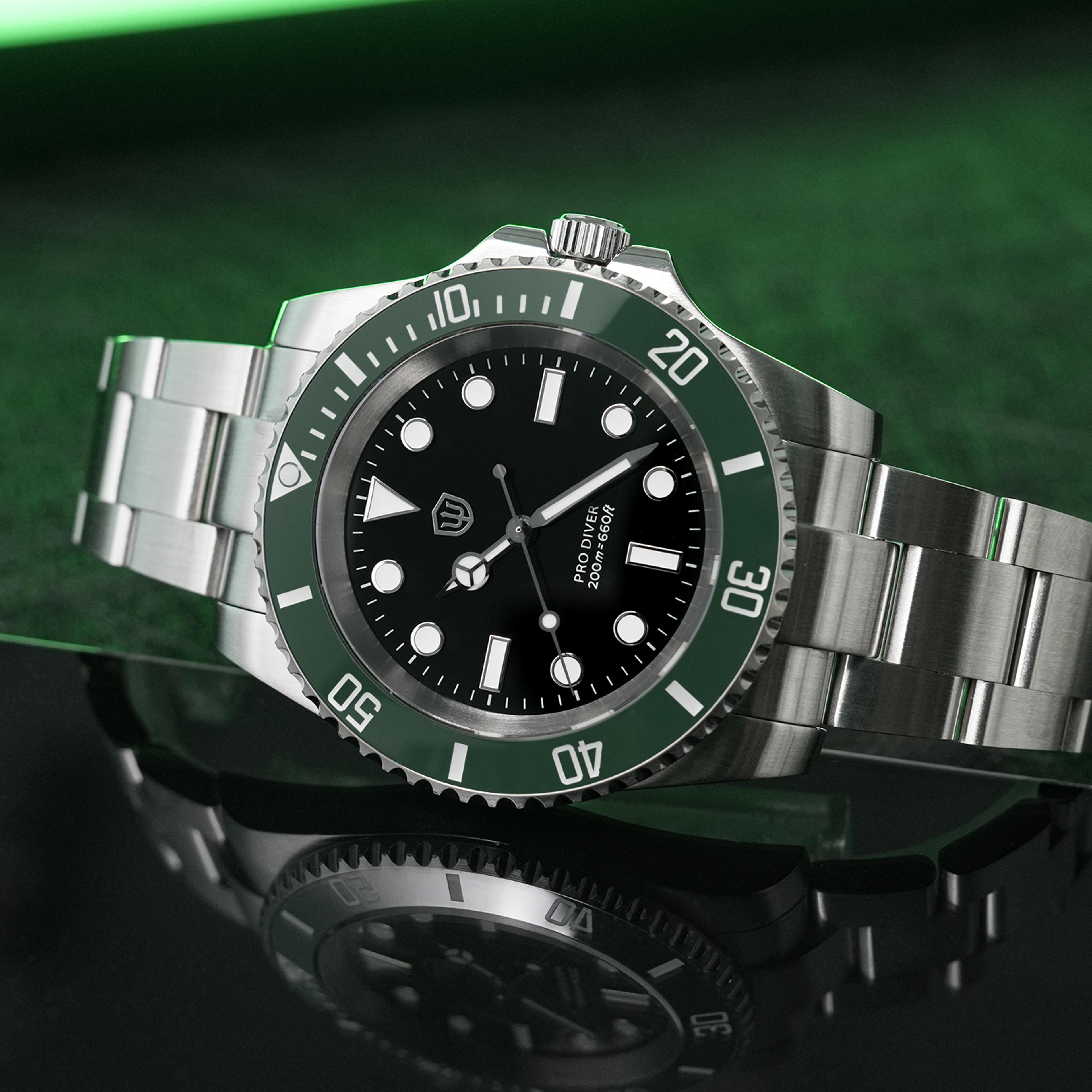 mens ceramic bezel sapphire quartz dive watch waterproof stainless steel wristwatch