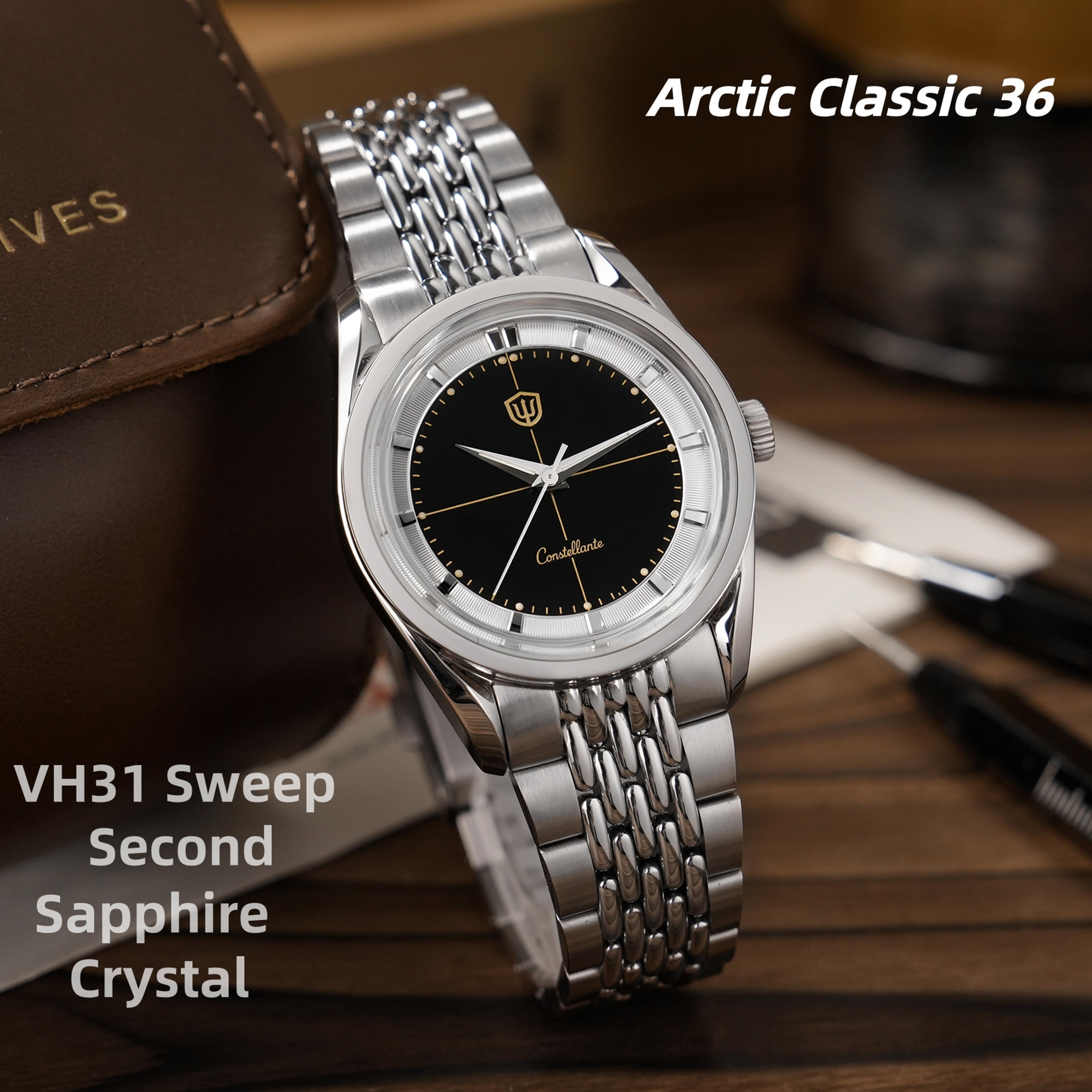 sweep quartz watch sapphire crystal steel water resistant lume men watch