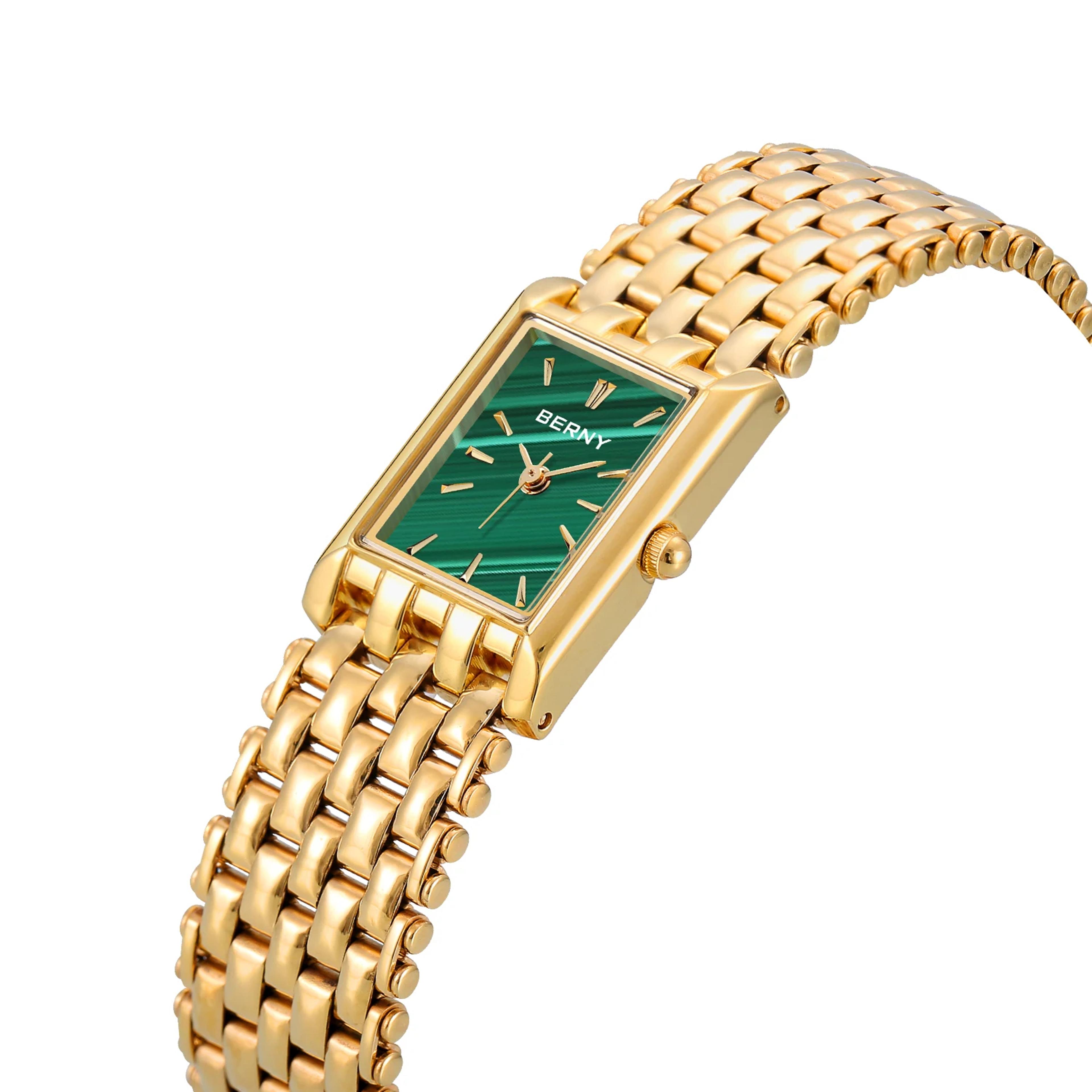 elegant square gold women watch stainless steel quartz wristwatch for ladies