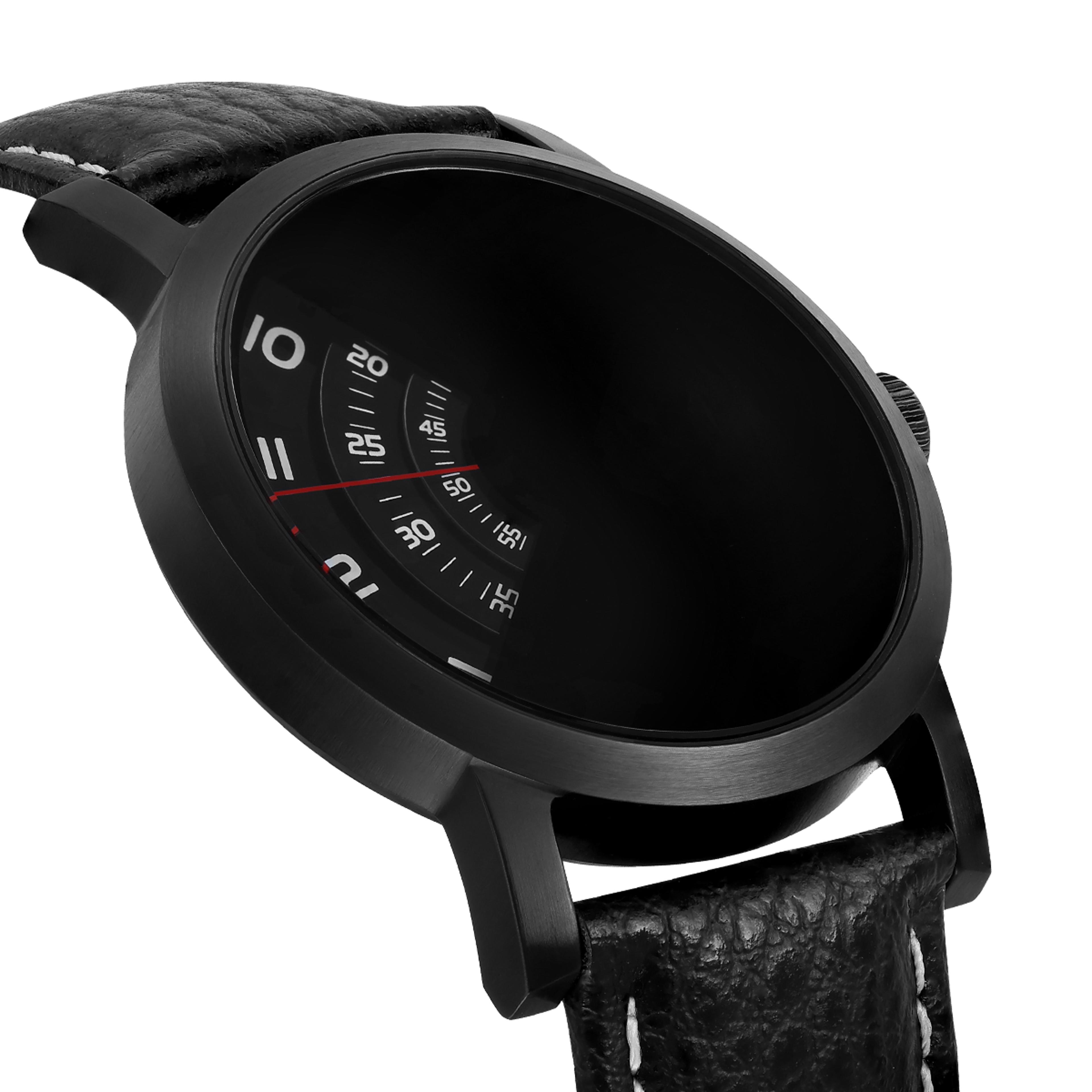 mens turntable quartz watch black dial stainless steel business wristwatch