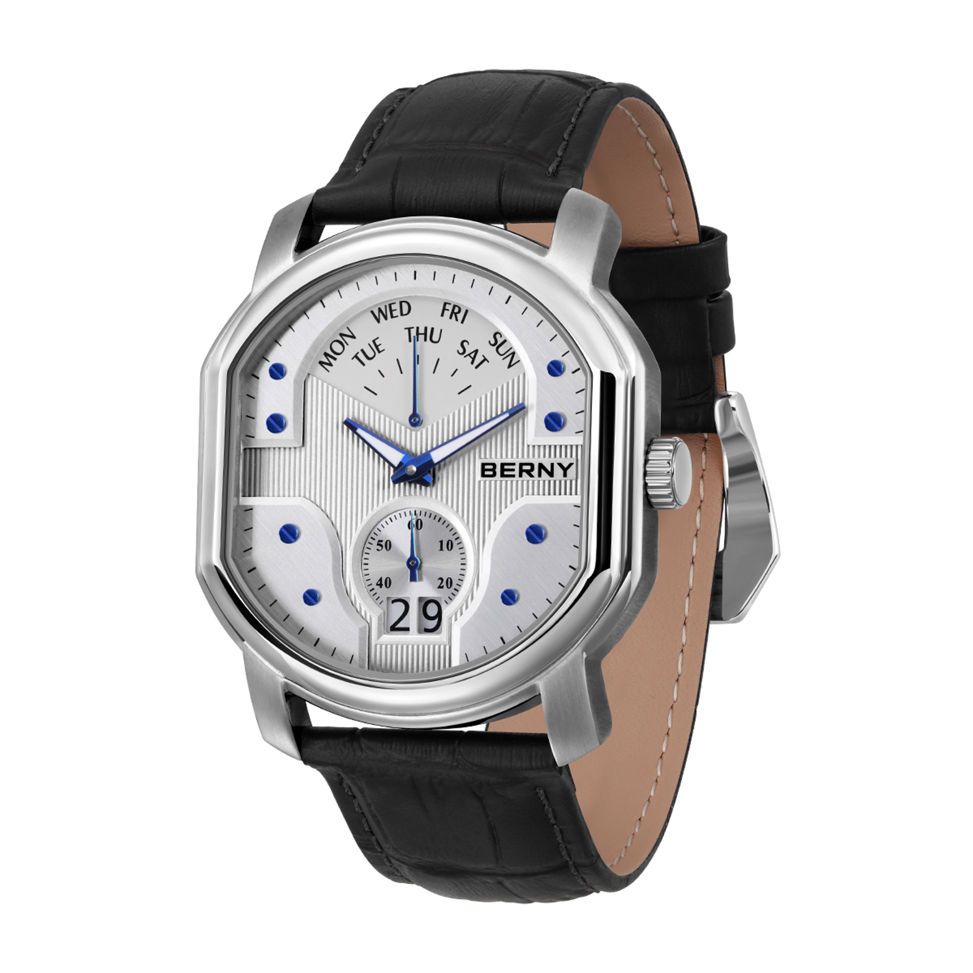 classic mens ronda quartz watch sapphire crystal stainless steel dress watch