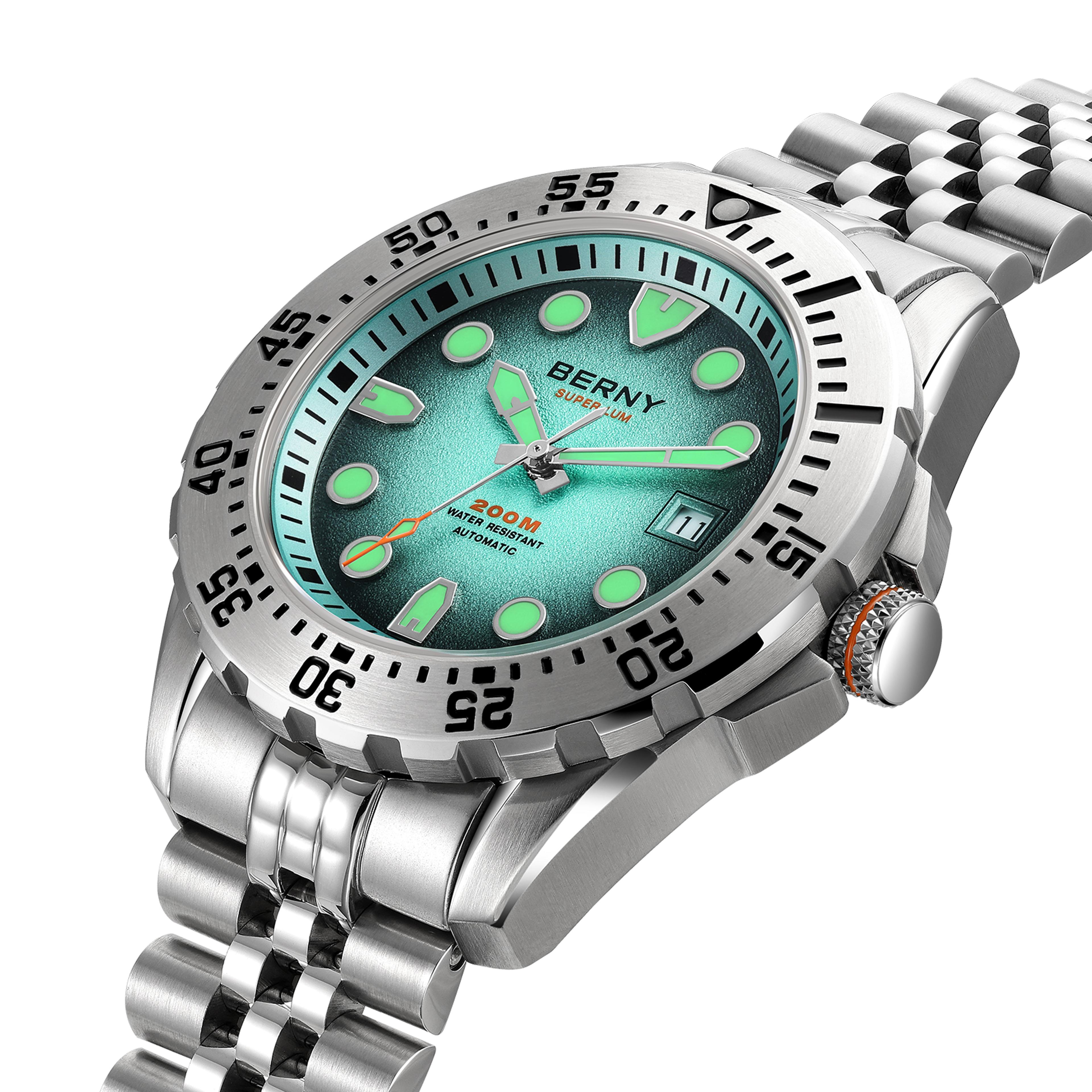 mens automatic dive watch miyota sapphire crystal steel