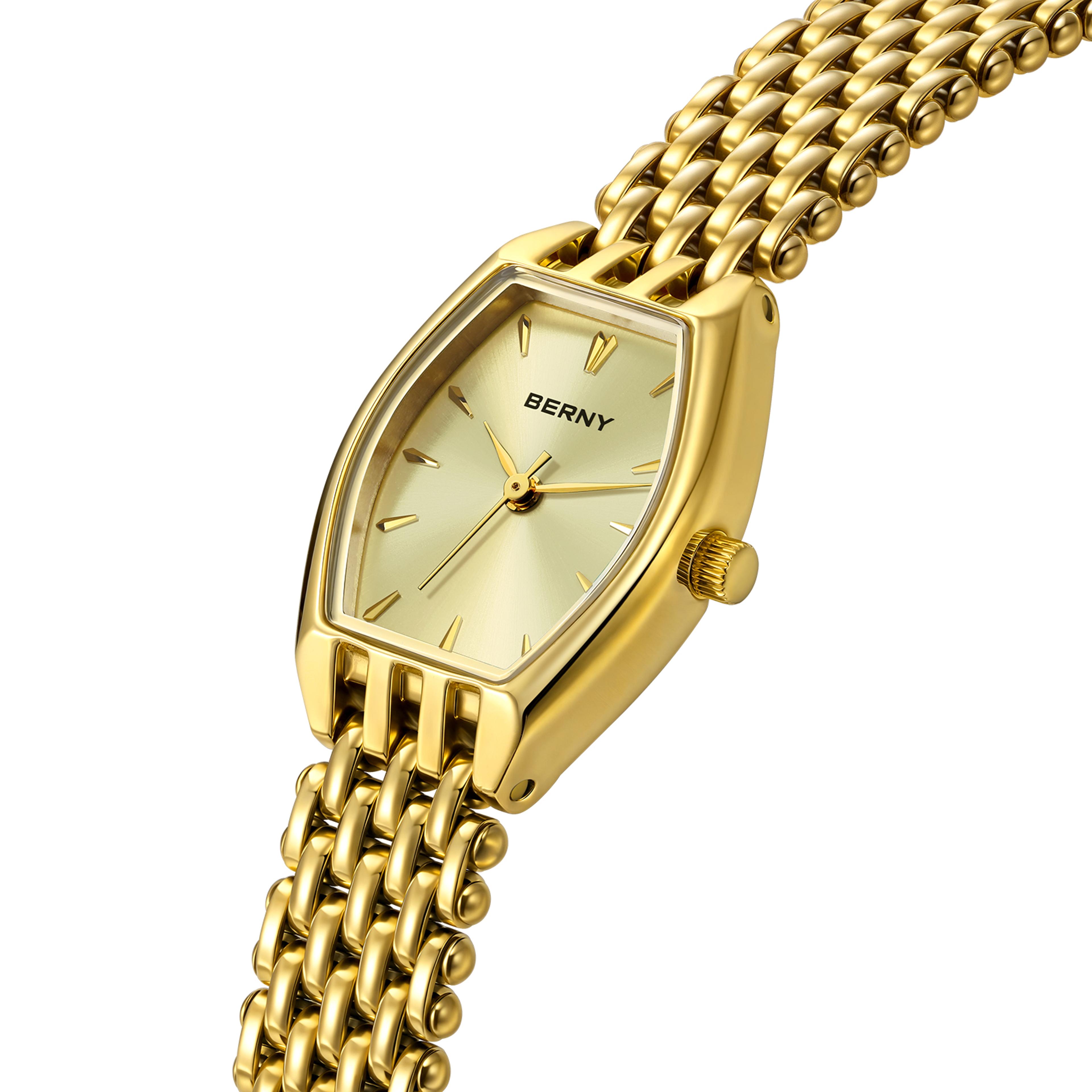 elegant gold watch for women slim stainless steel quartz dress watch