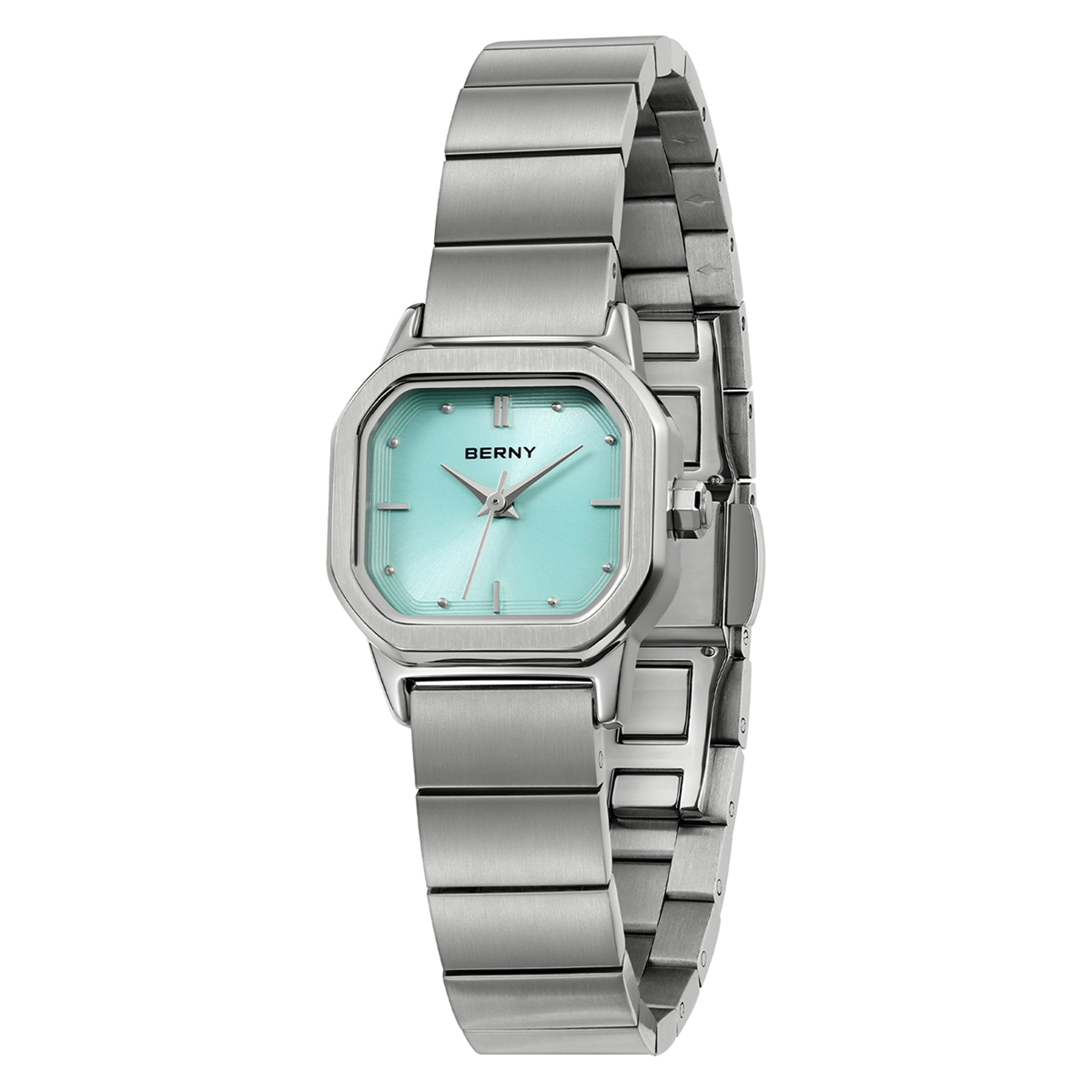 elegant silver square watch for women stainless steel quartz dress watch