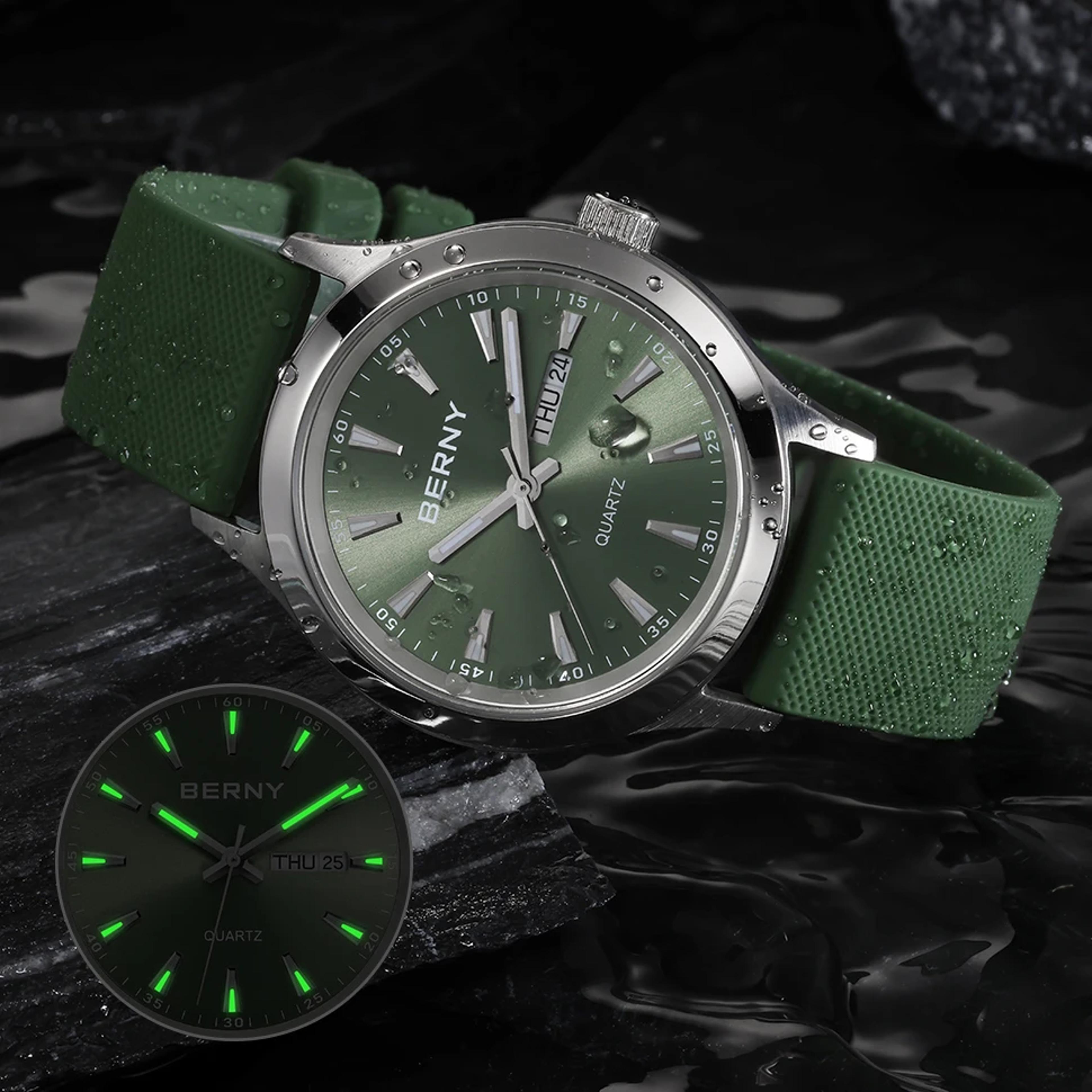 luminous mens quartz watch waterproof business dress watch with date and week display