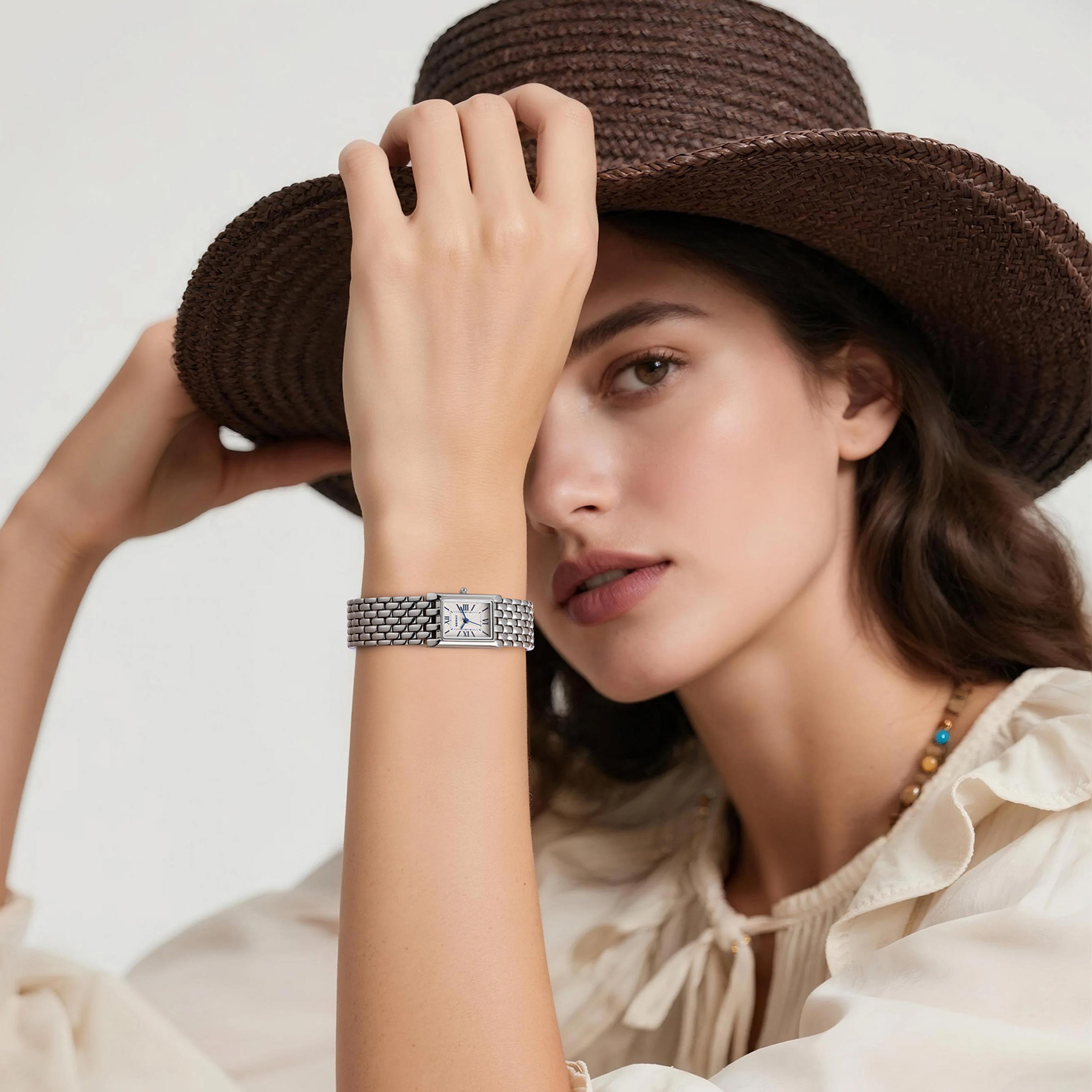 elegant rectangle watch for women stainless steel quartz waterproof wristwatch