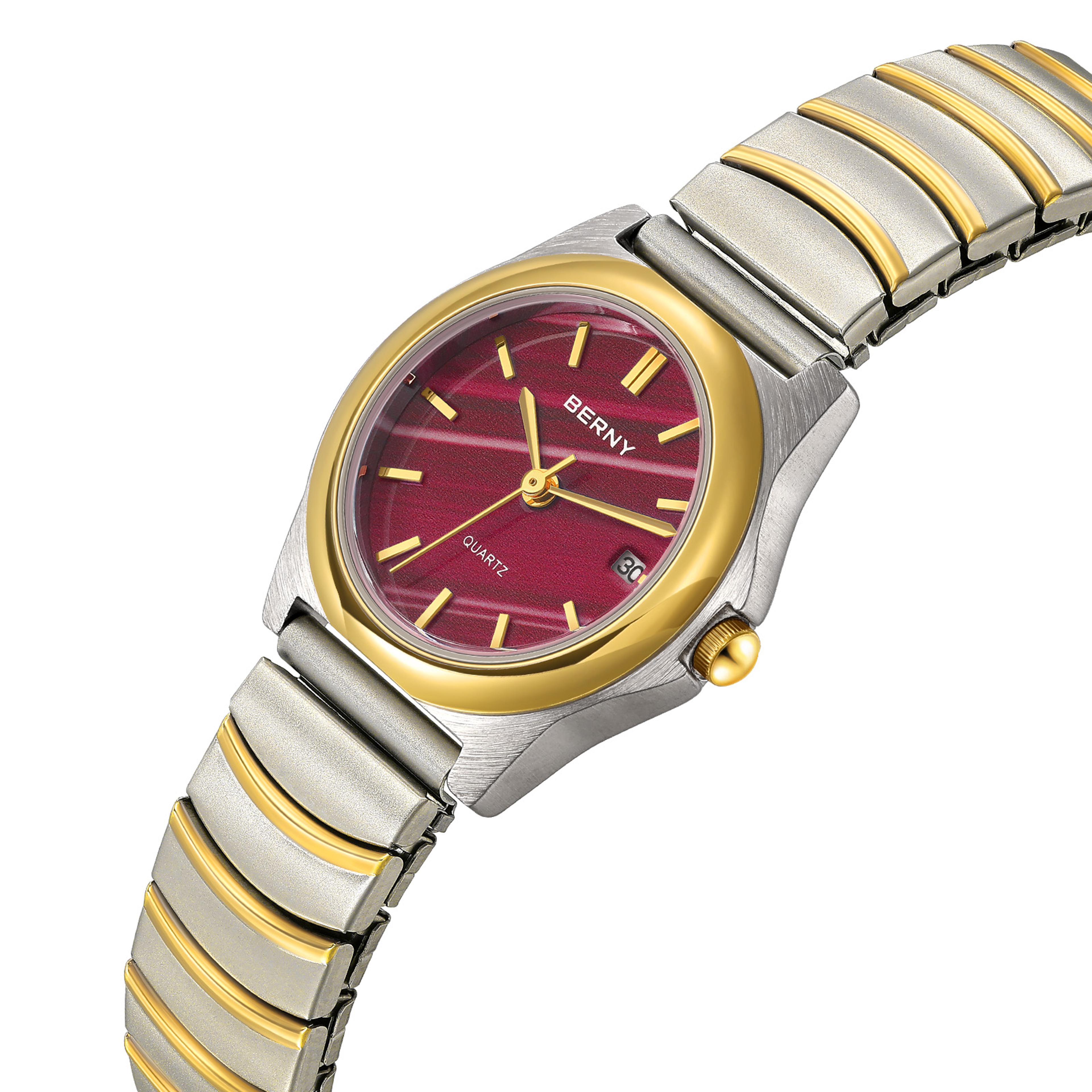 elegant gold watch for women quartz watch with stainless steel expansion band