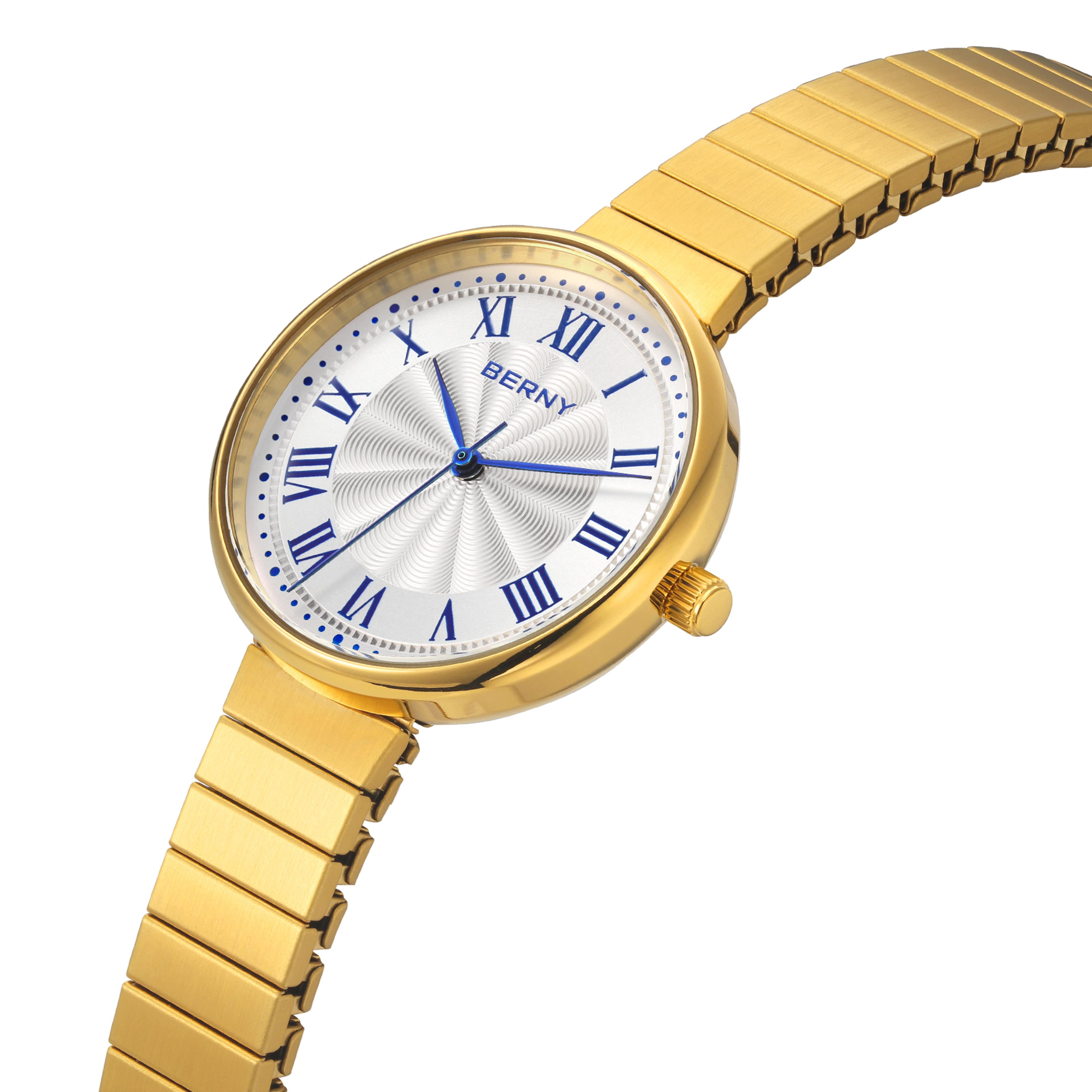 elegant womens gold quartz watch waterproof stainless steel ladies wristwatch
