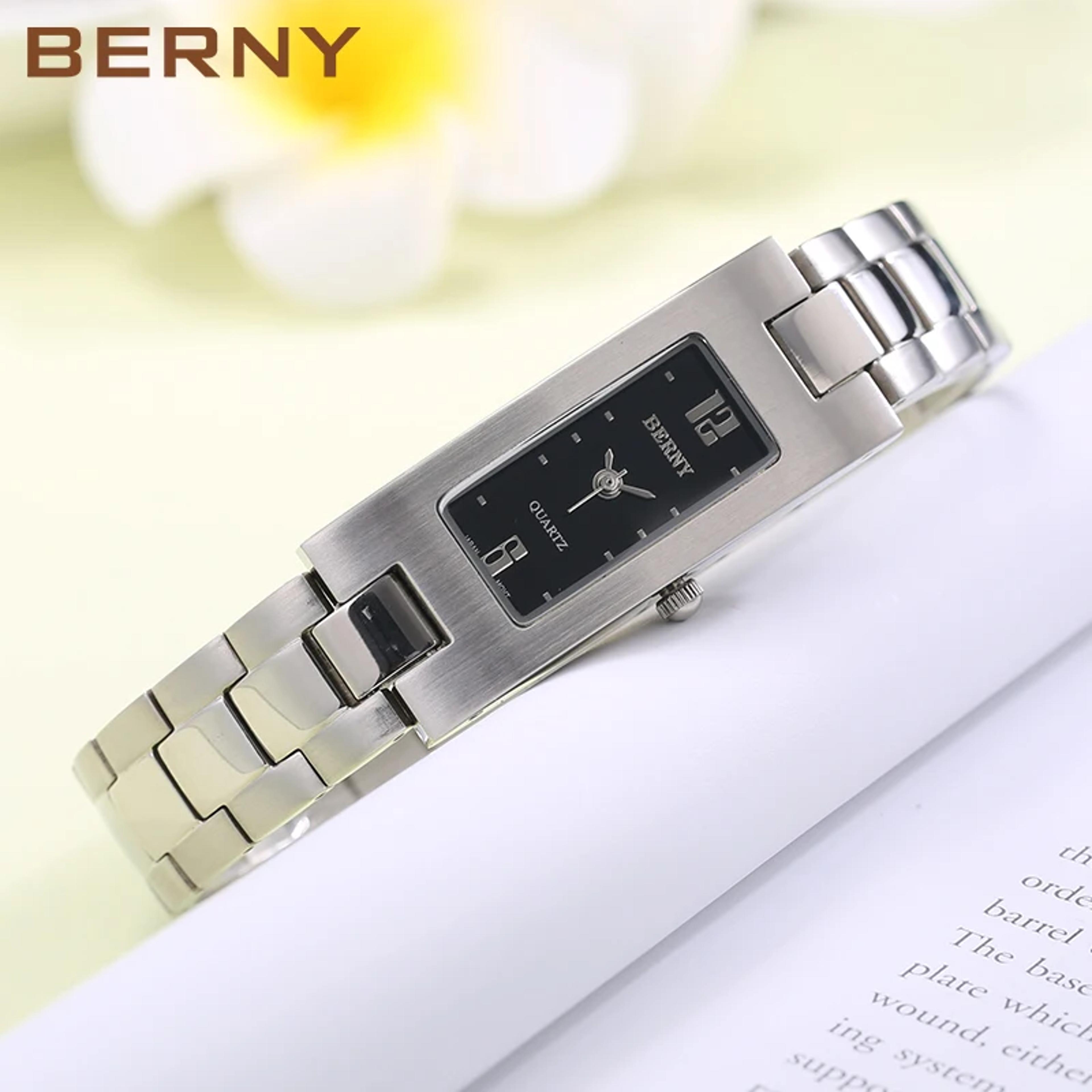 elegant rectangular womens quartz watch stainless steel waterproof dress watch