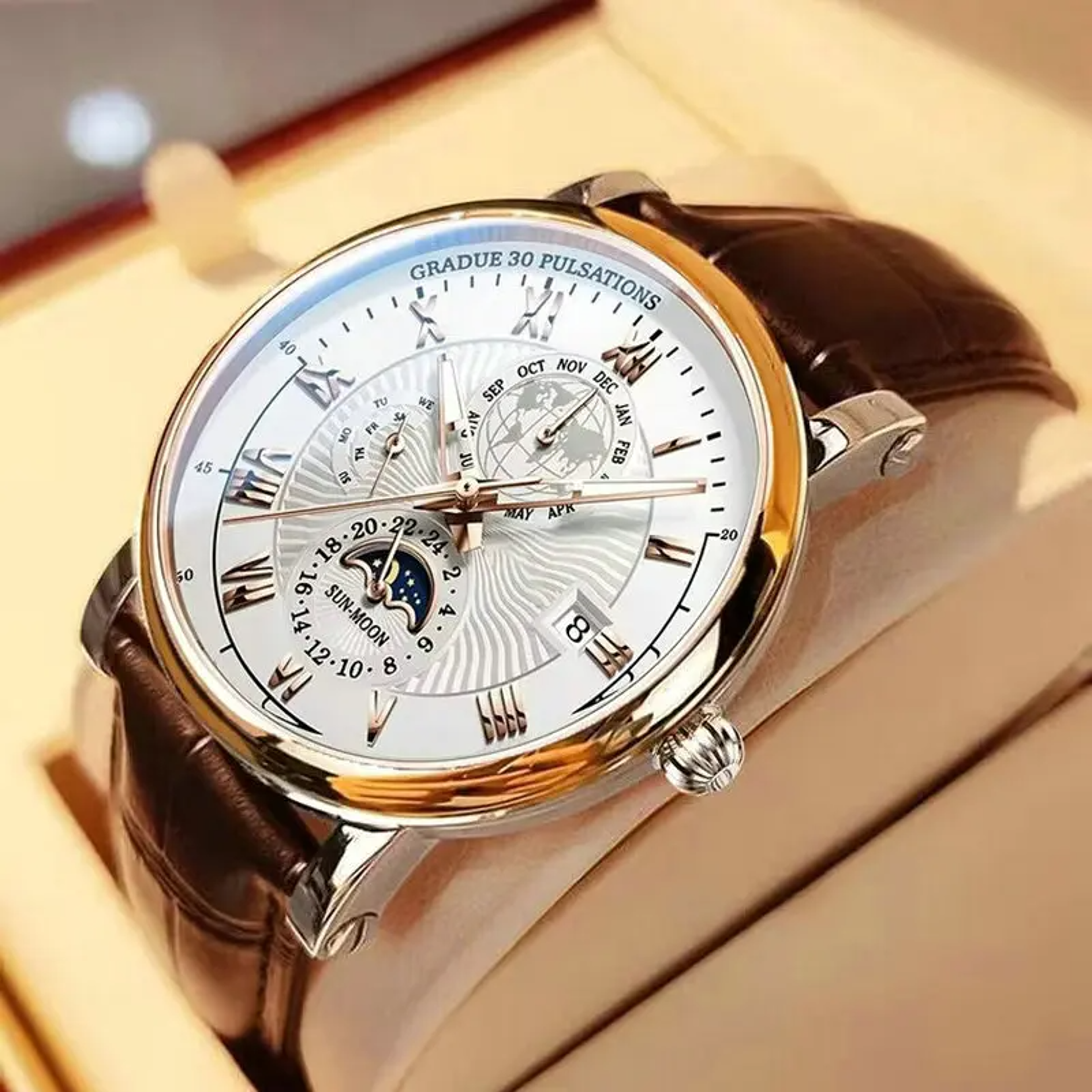luxury mens quartz watch waterproof luminous leather date wristwatch
