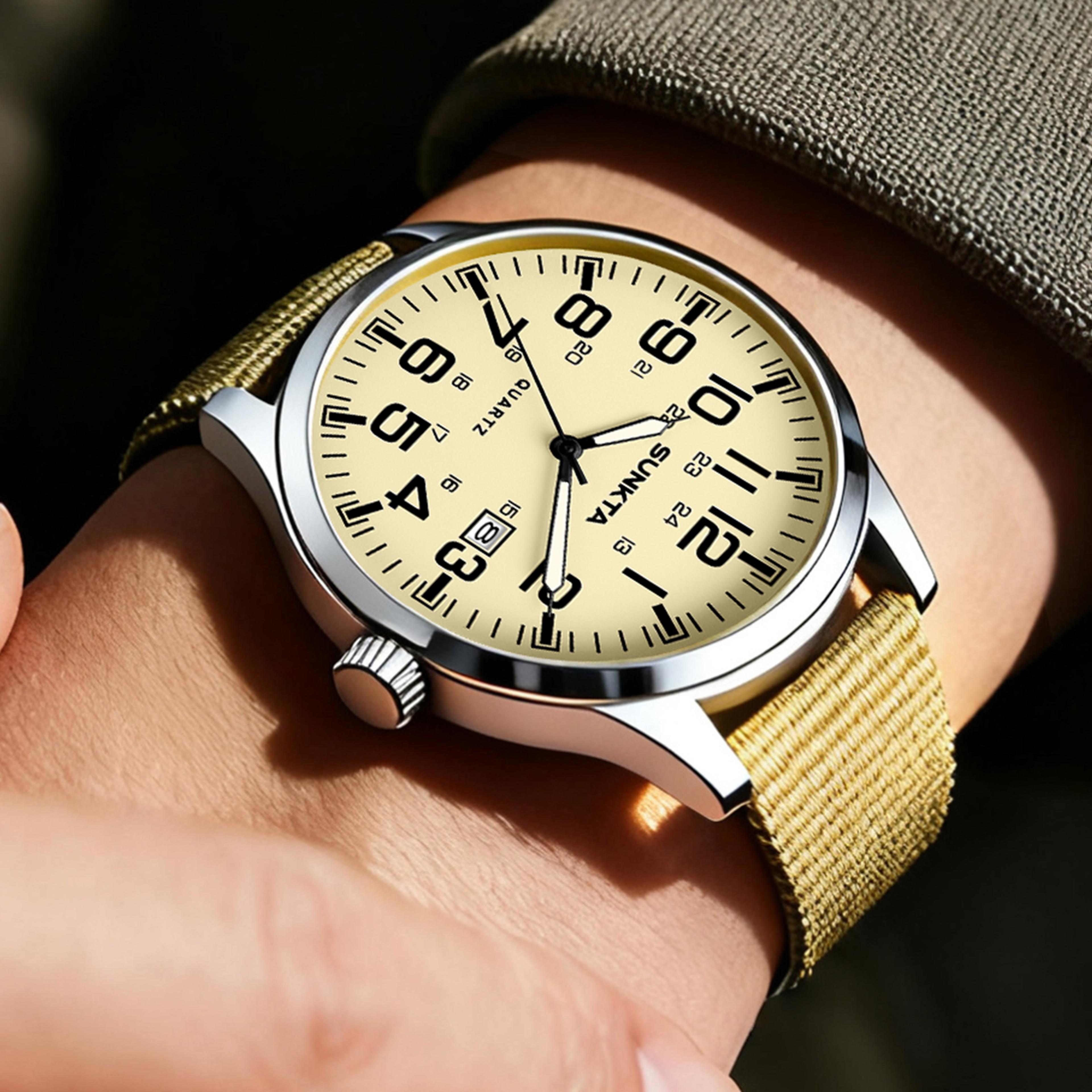 mens military quartz watch waterproof luminous date sports wristwatch