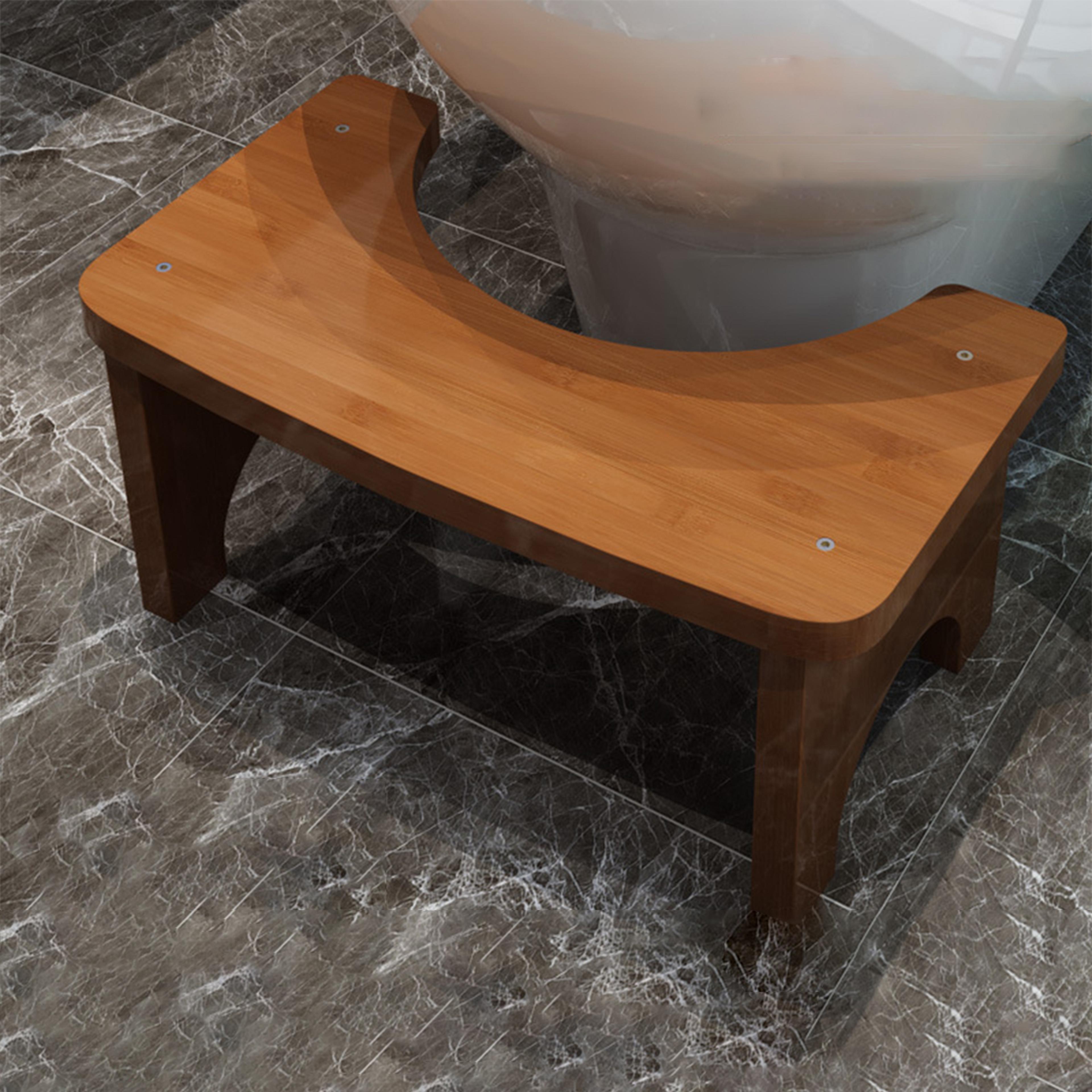 portable bamboo toilet squat stool for adults with wide stable bathroom footrest