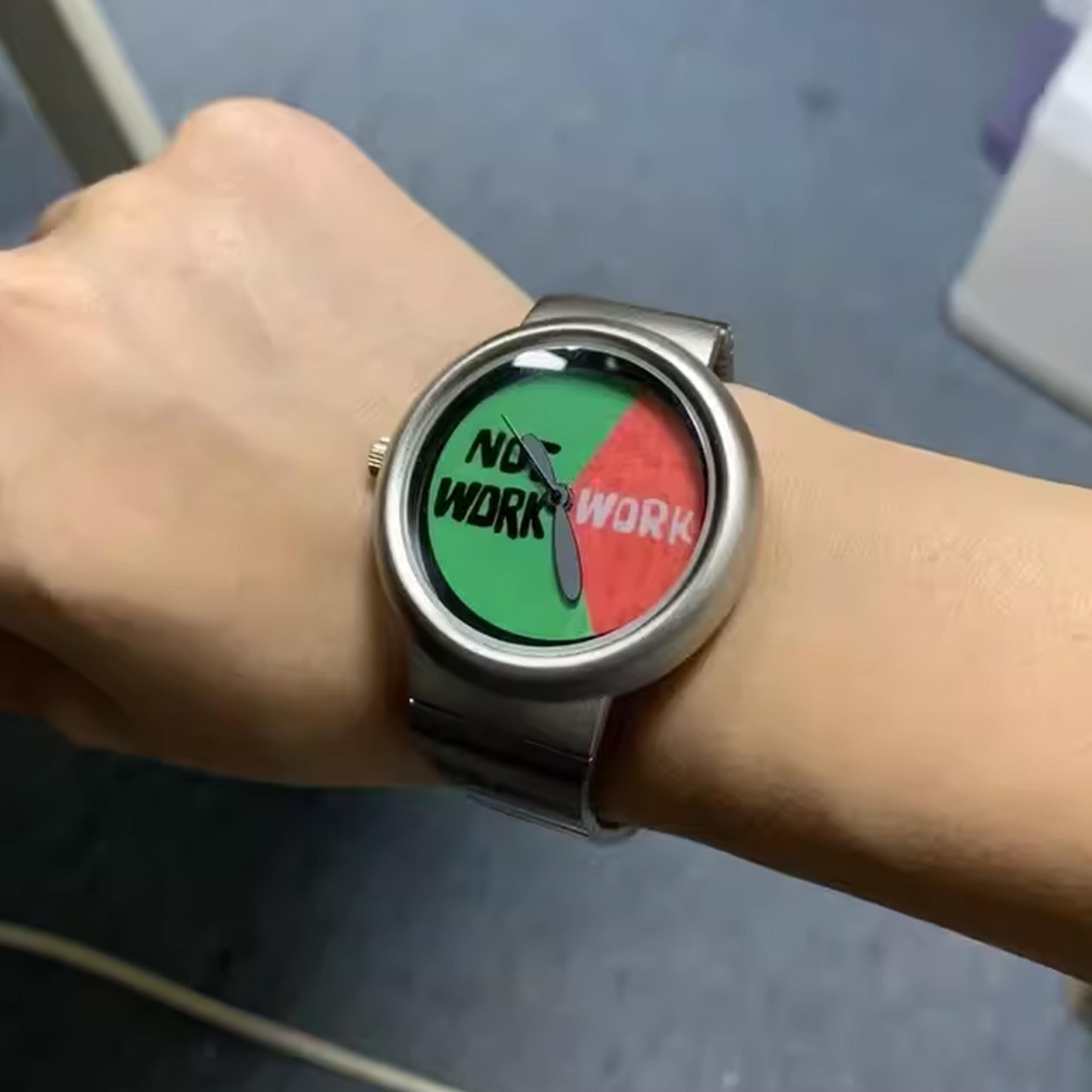funny work life quartz watch stainless steel unisex casual wristwatch gift