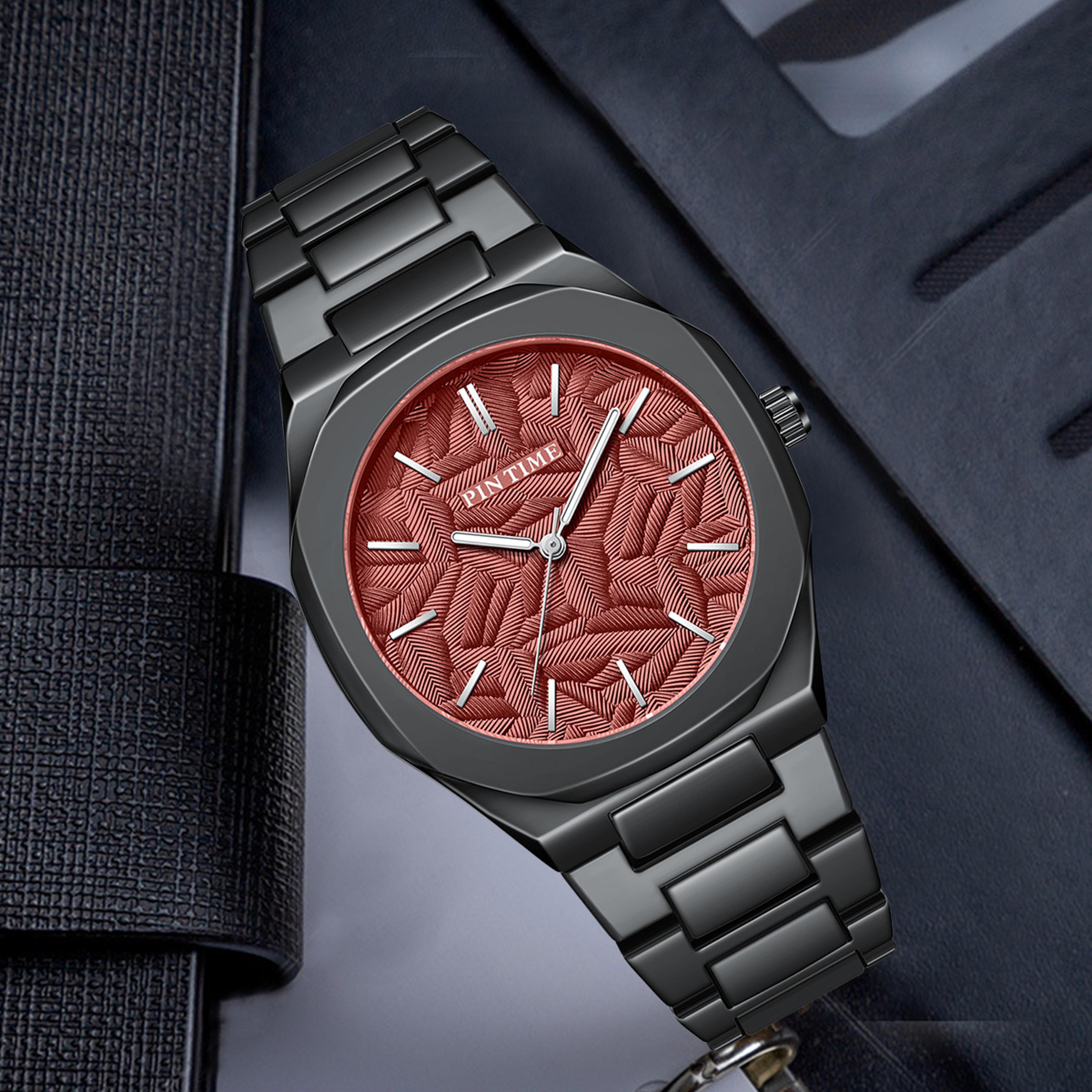 luminous waterproof mens quartz watch with stainless steel band