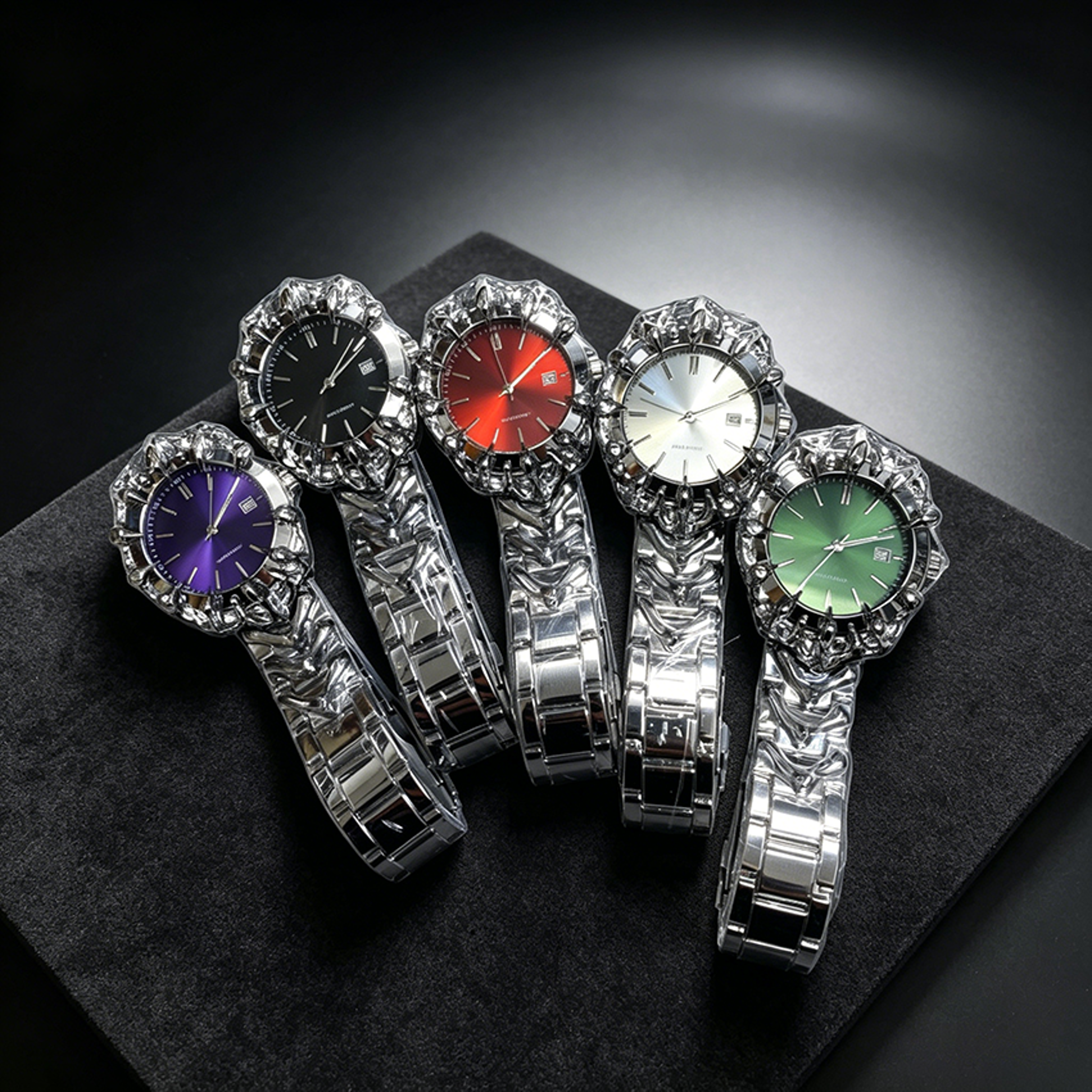 dragon claw textured hip hop quartz watch for men