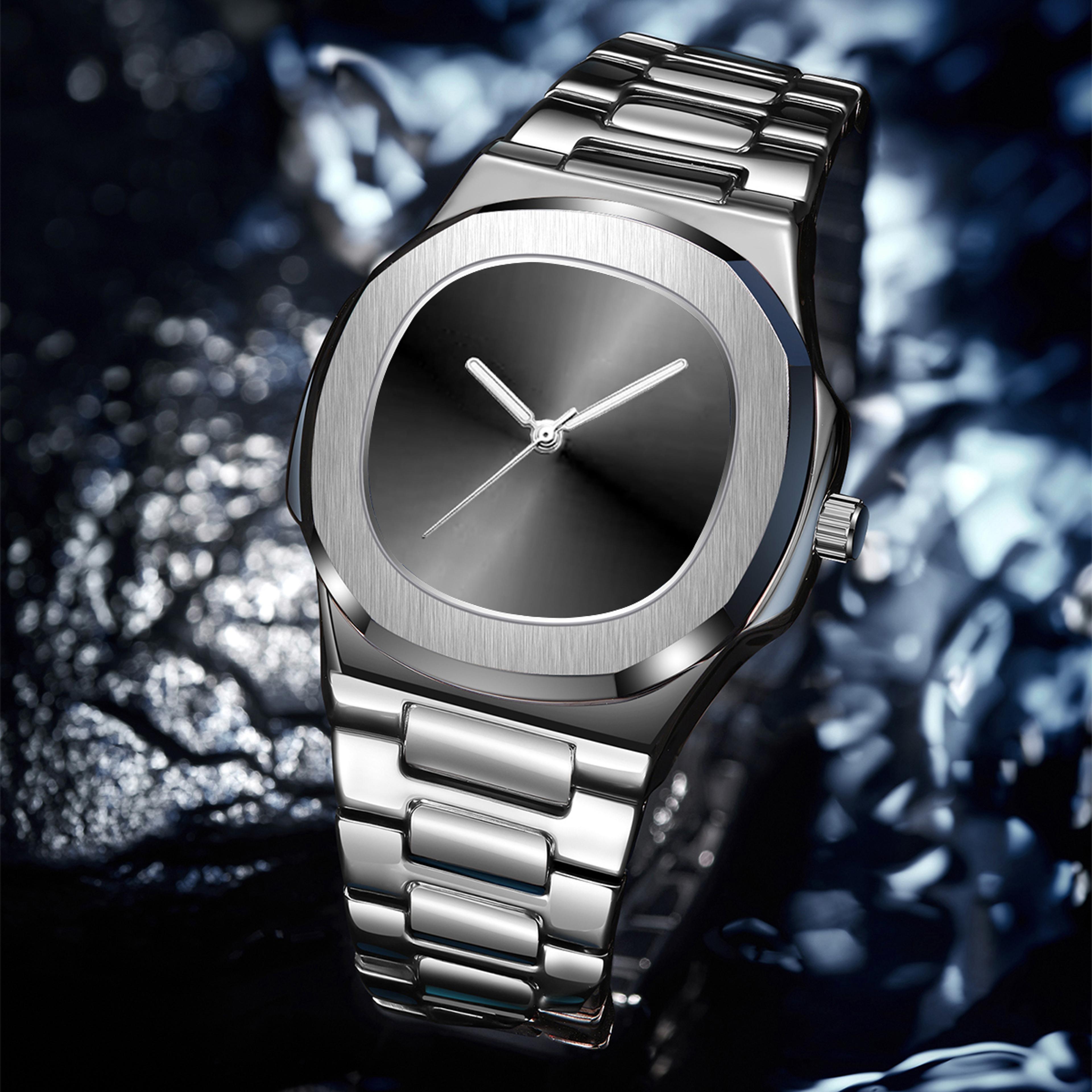 classic luminous quartz watch for men waterproof date display silver black casual wristwatch
