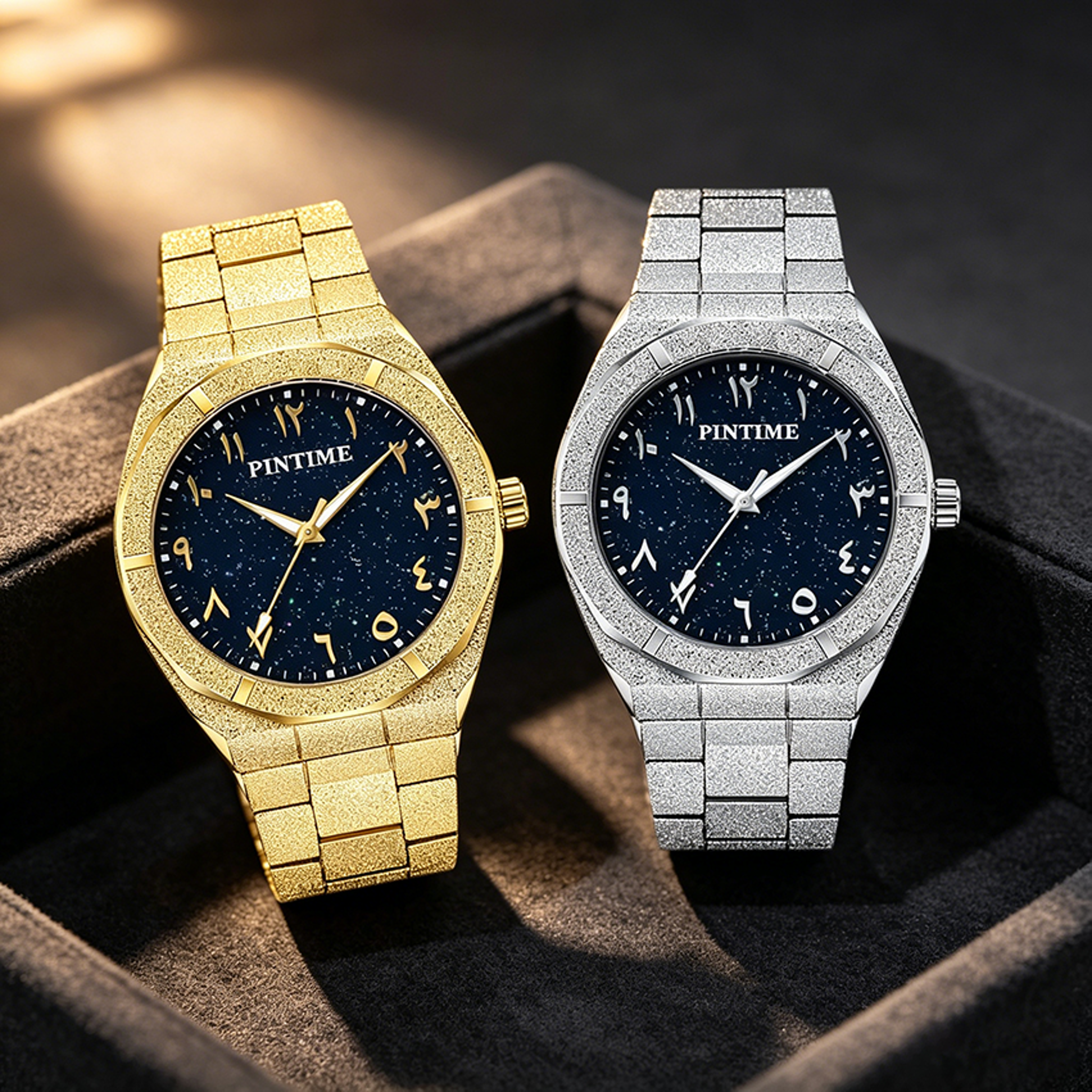 luxury gold octagon men watch with arabic numeral starry sky dial