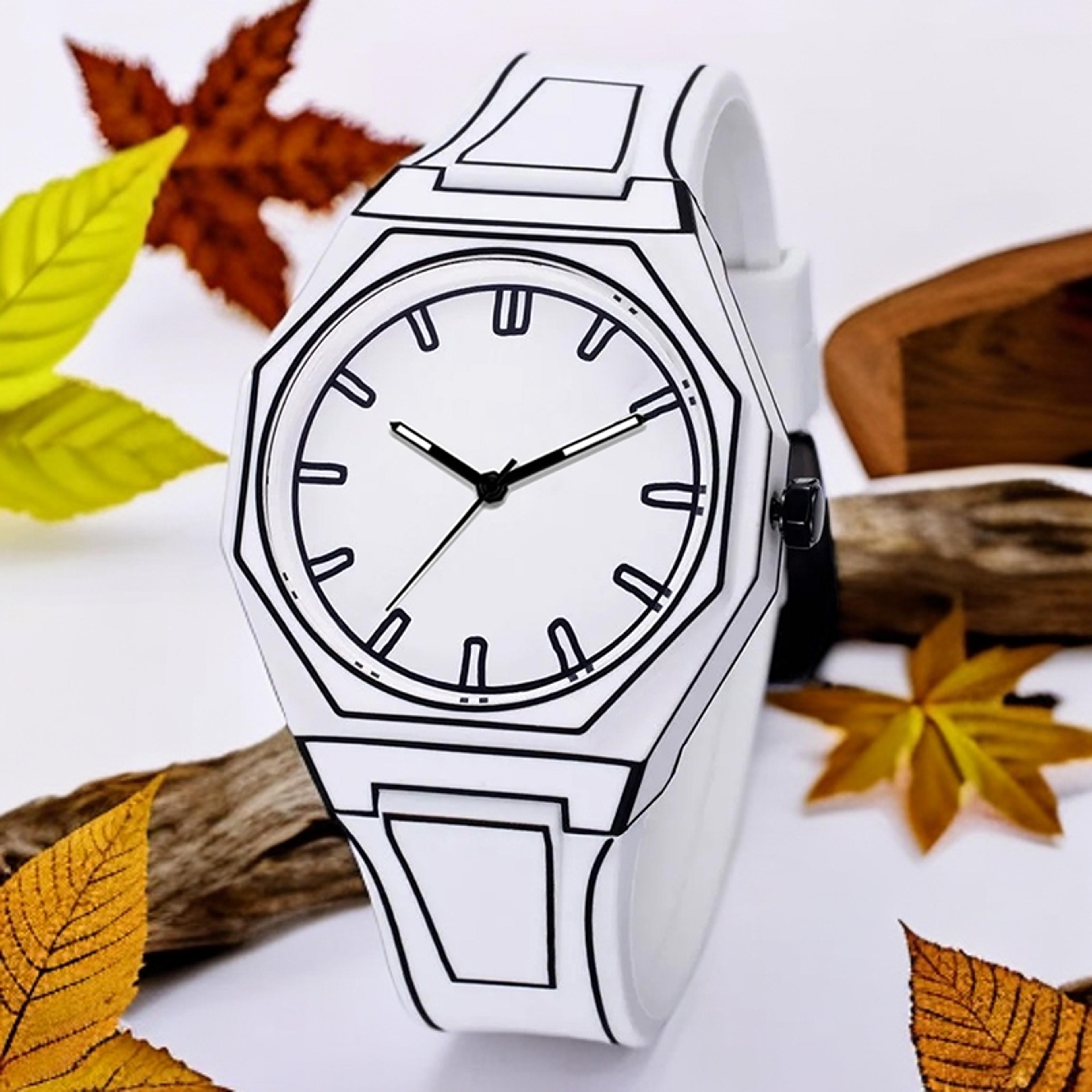 comic style mens quartz watch black white casual waterproof wristwatch