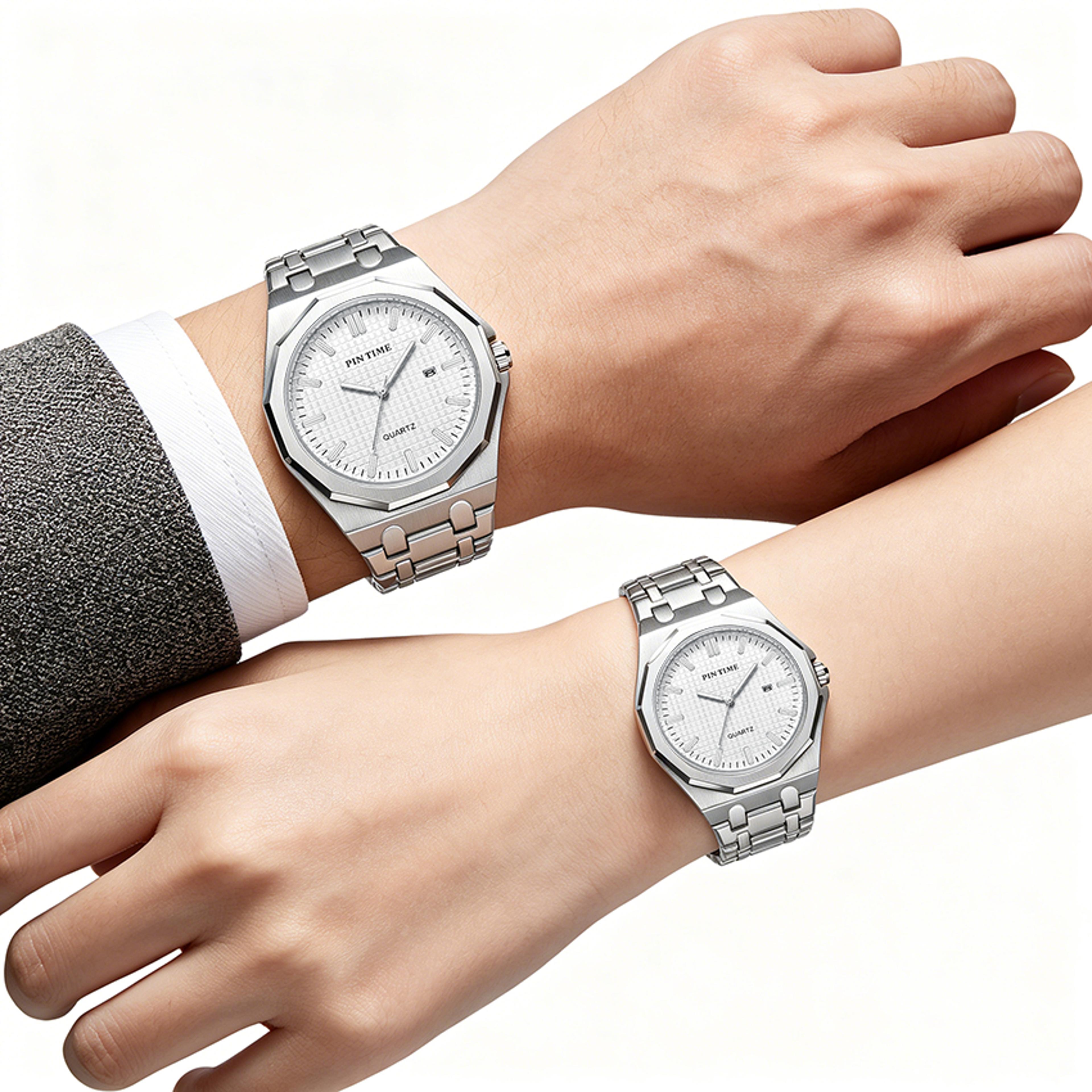 matching couple quartz watches his and hers wristwatch gift set