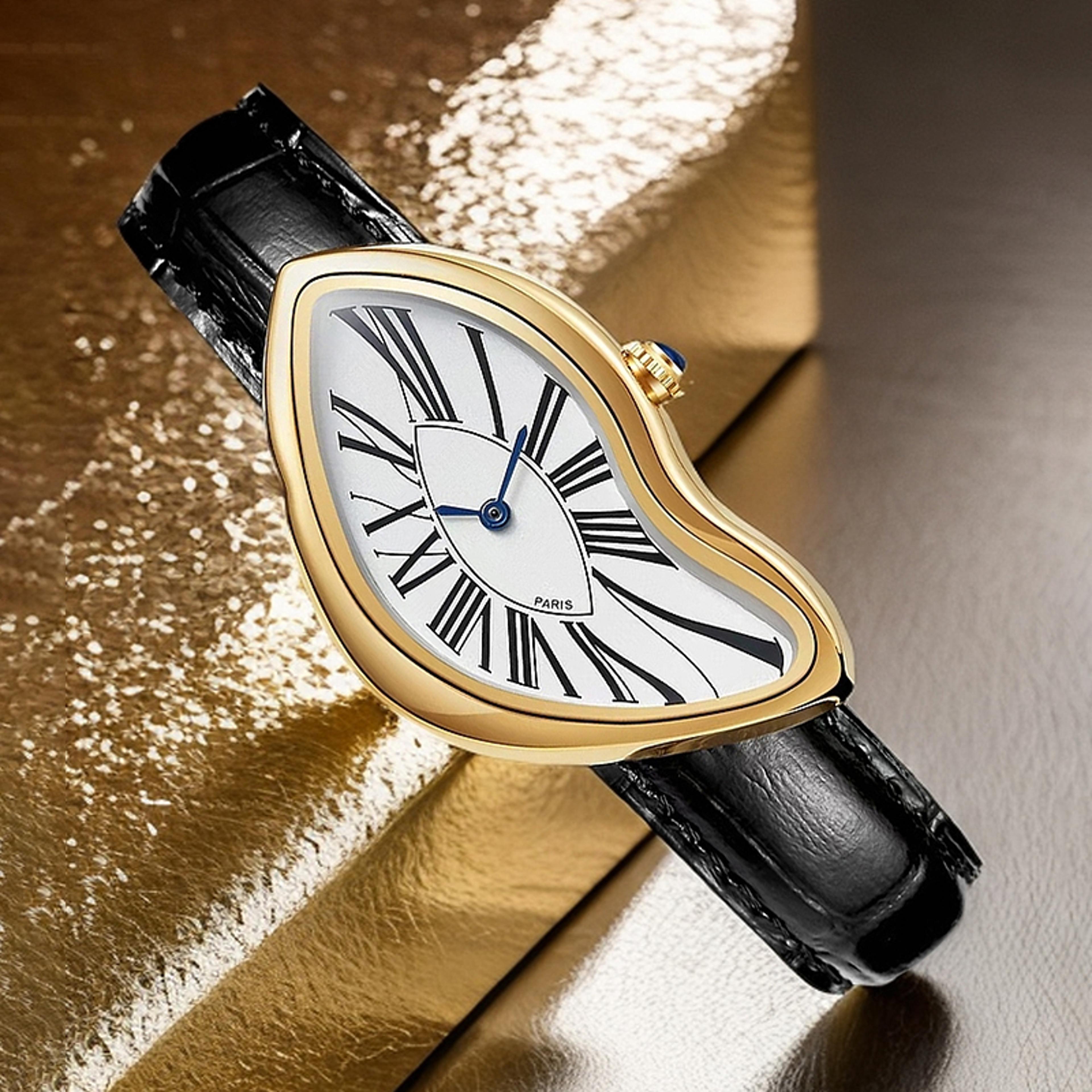 irregular melting watch retro twist quartz wristwatch for men
