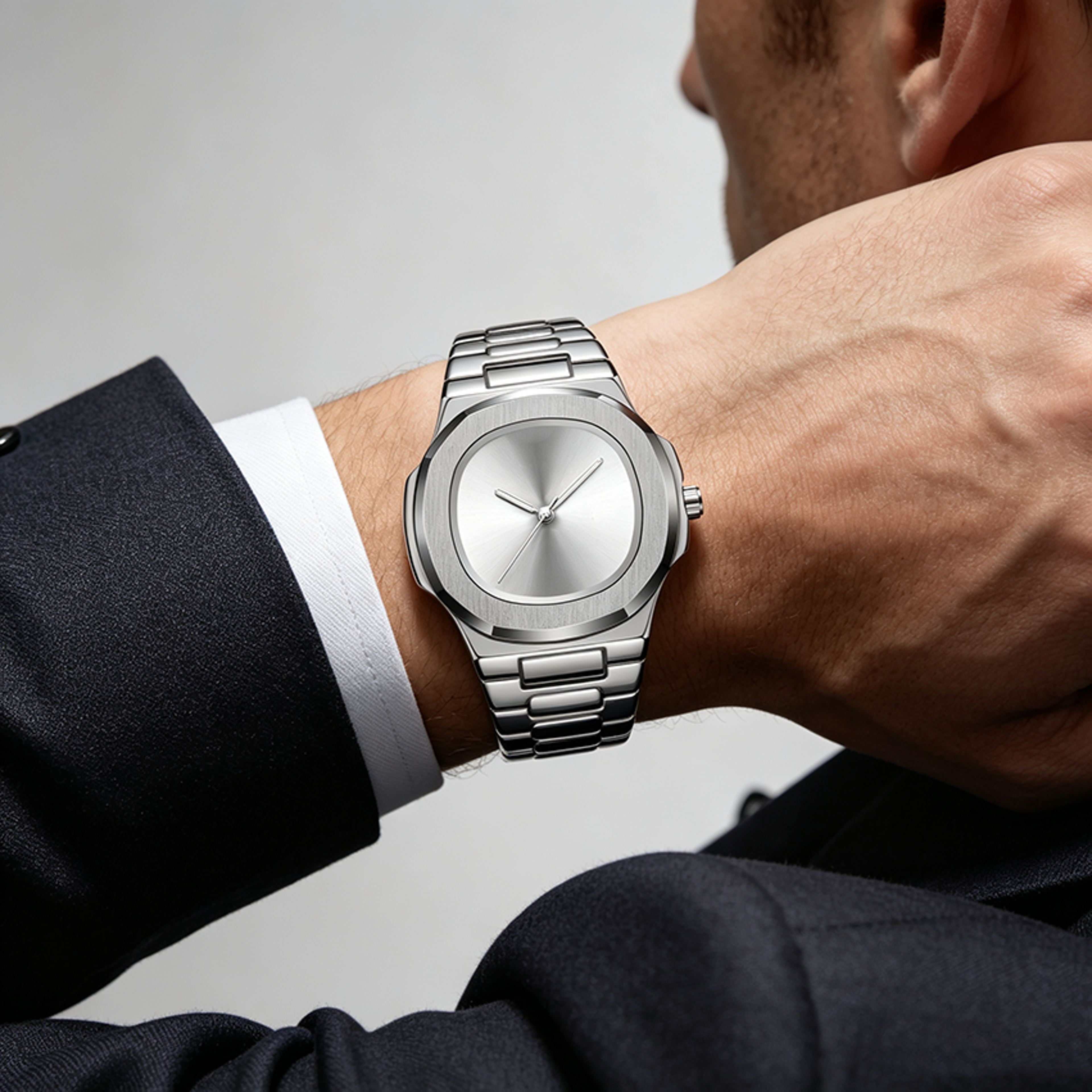 silver black mens quartz watch waterproof luminous auto date classic casual wristwatch