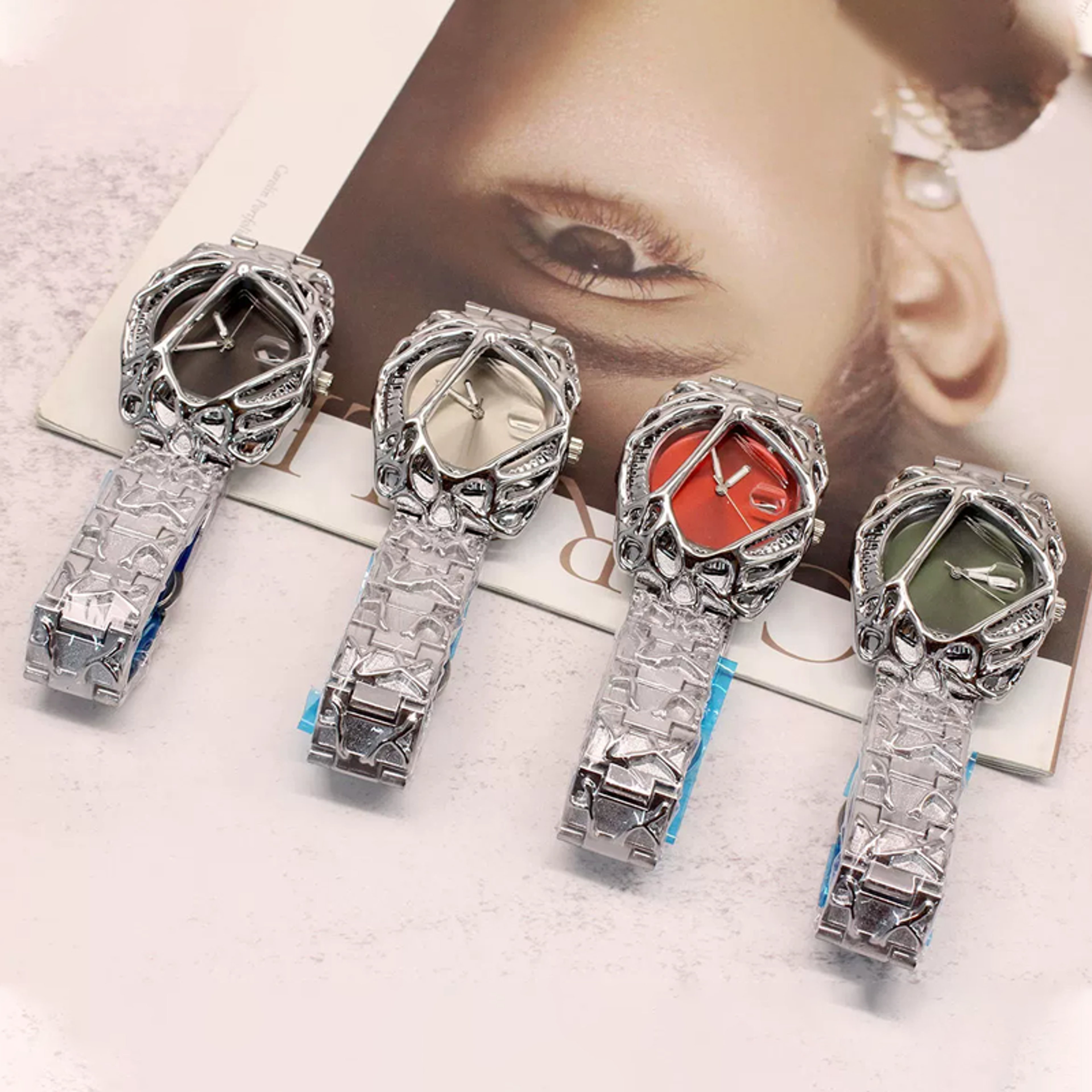 retro alabaster claw watch irregular metal statement wristwatch