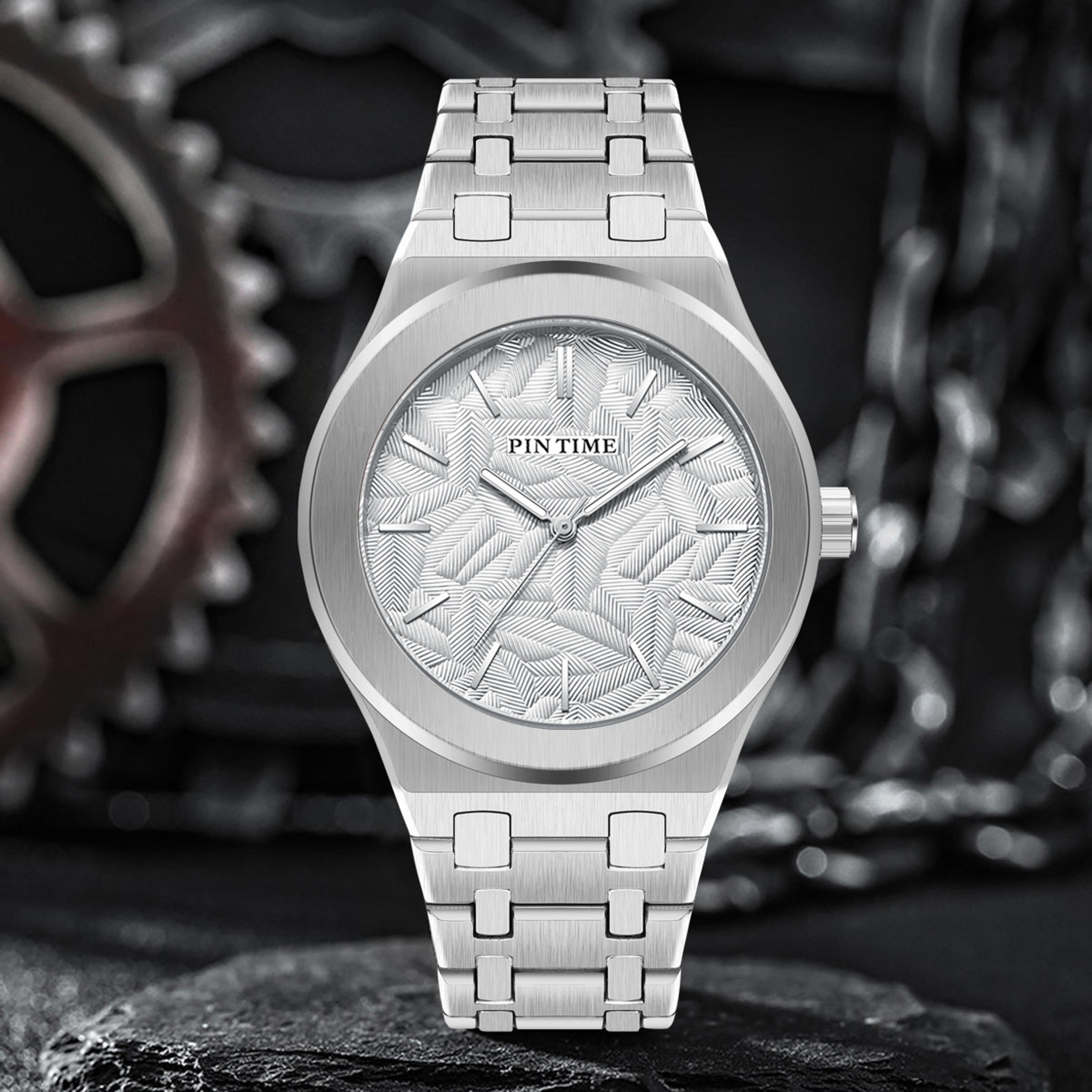 ocean leaf waterproof quartz watch for men alloy steel fashion wristwatch