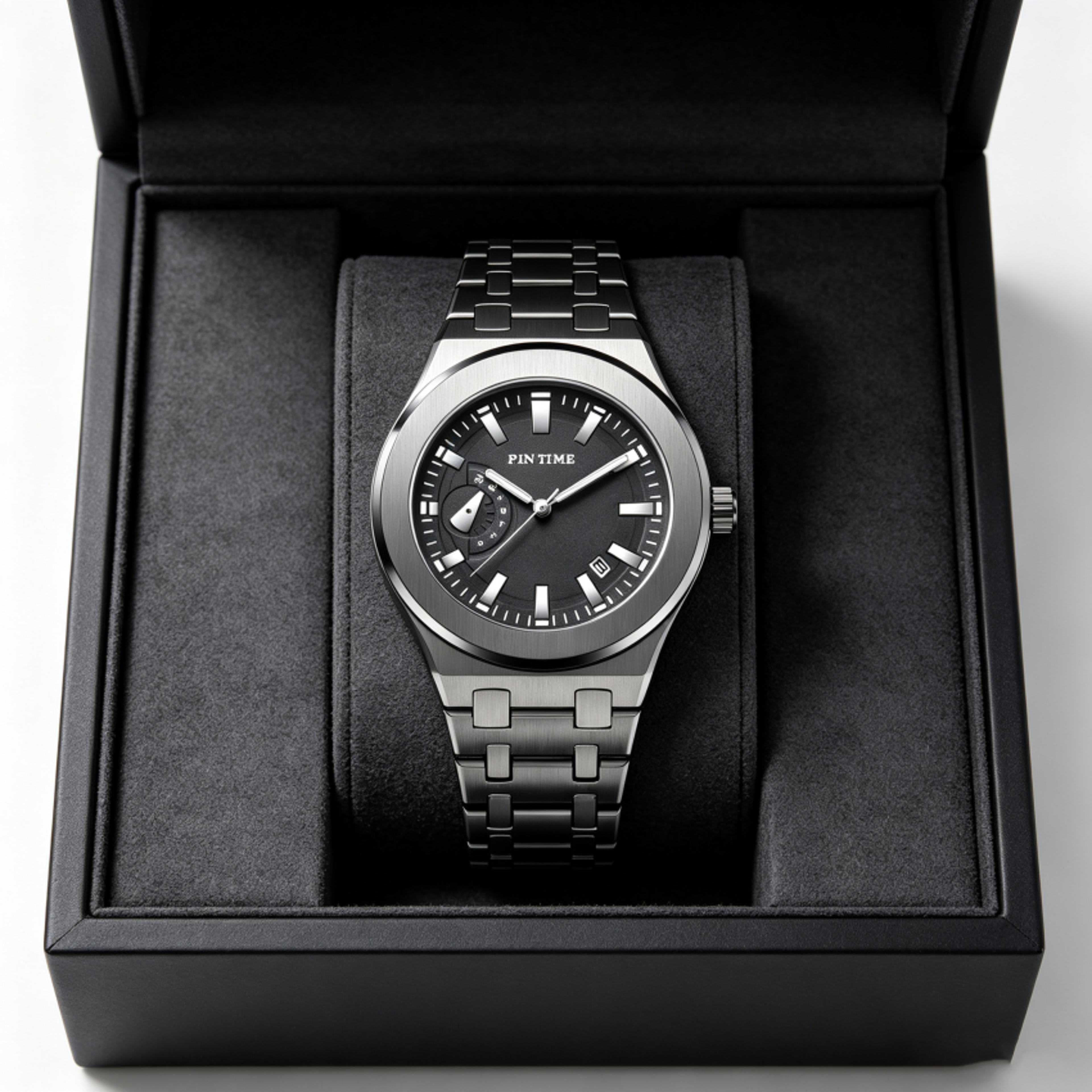 luxury integrated bracelet watch for men stainless steel quartz day date luminous watch