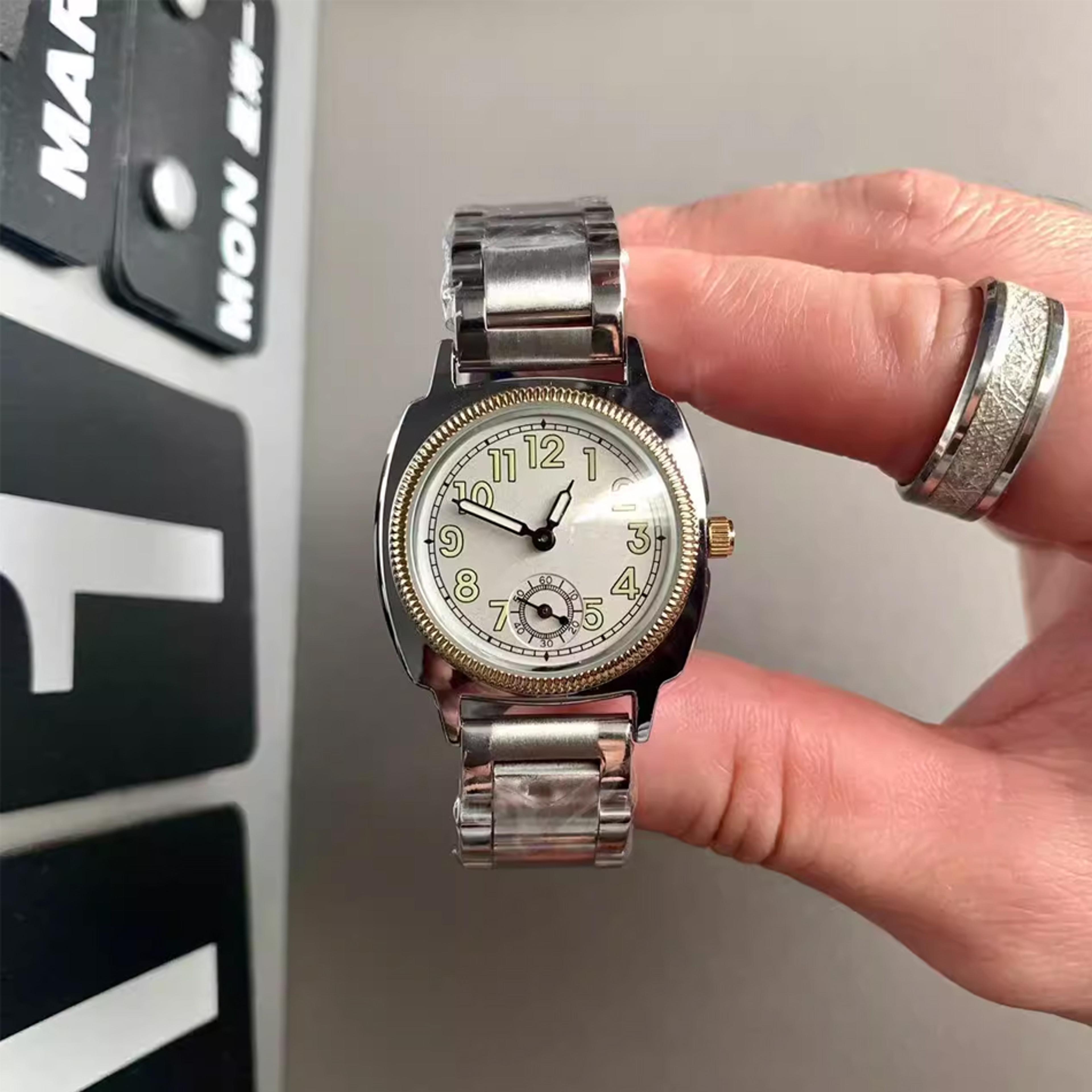 vintage square quartz watch stainless steel unisex waterproof wristwatch