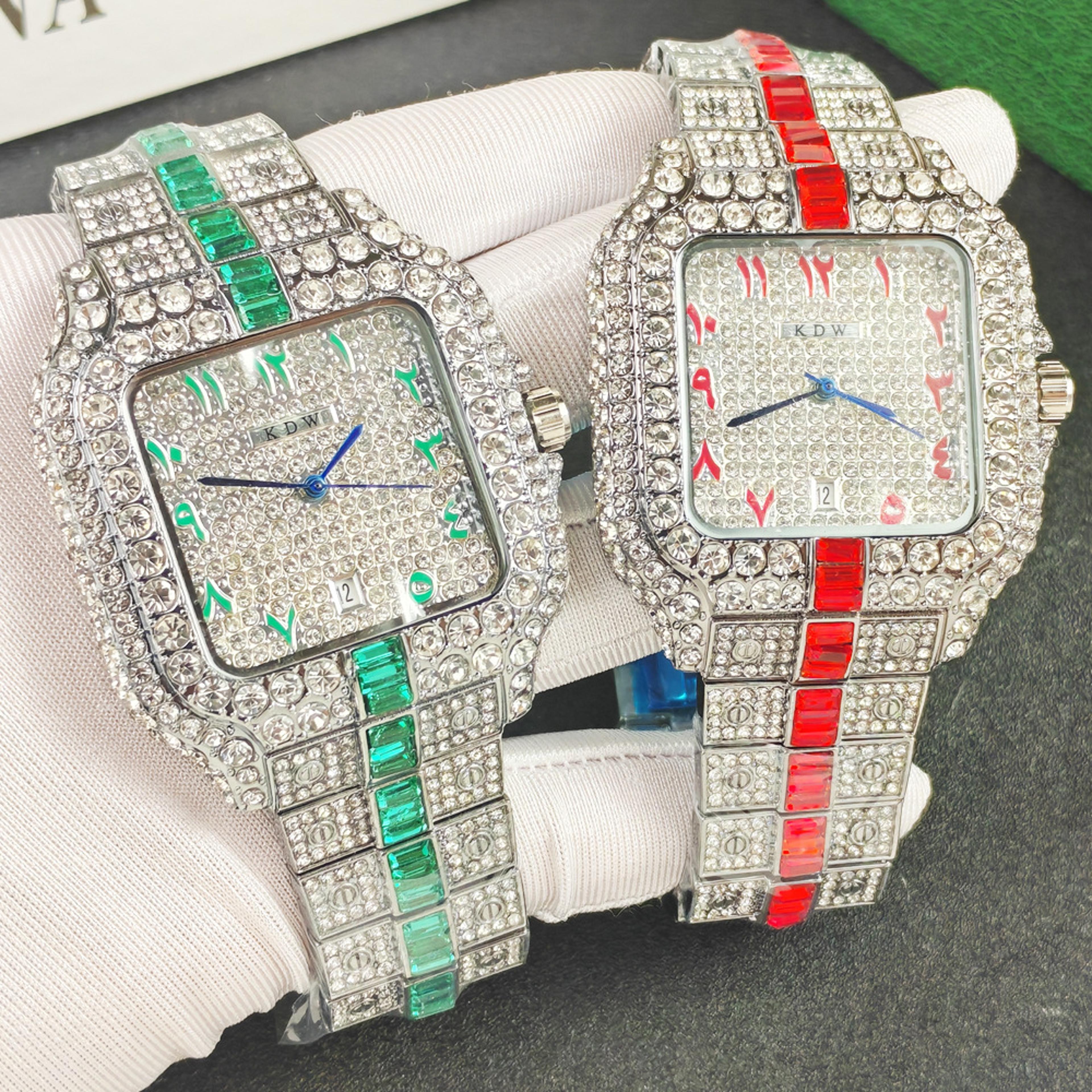 luxury iced out watch for men full diamond hip hop quartz watch