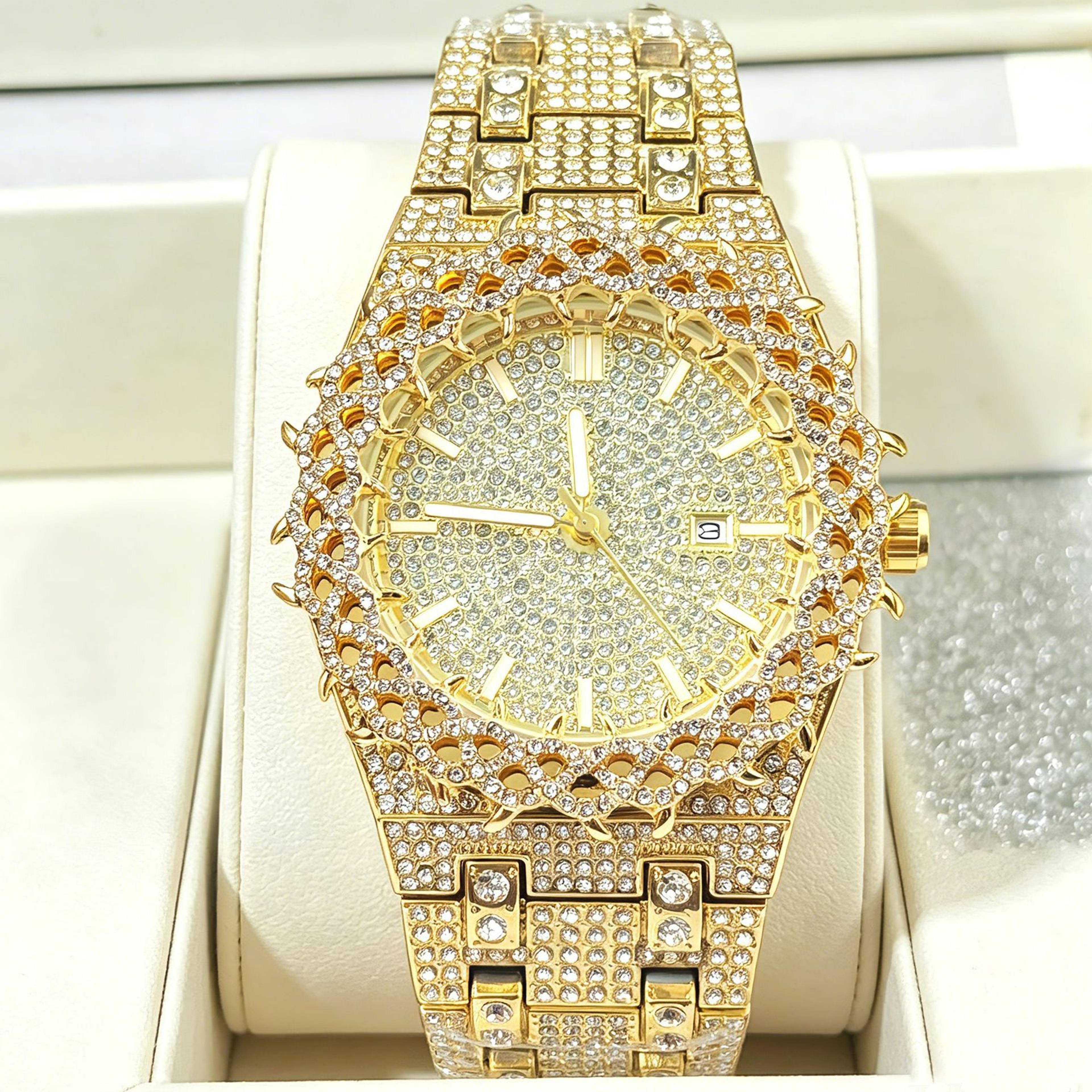 iced out thorn watch for men hip hop quartz luxury statement timepiece
