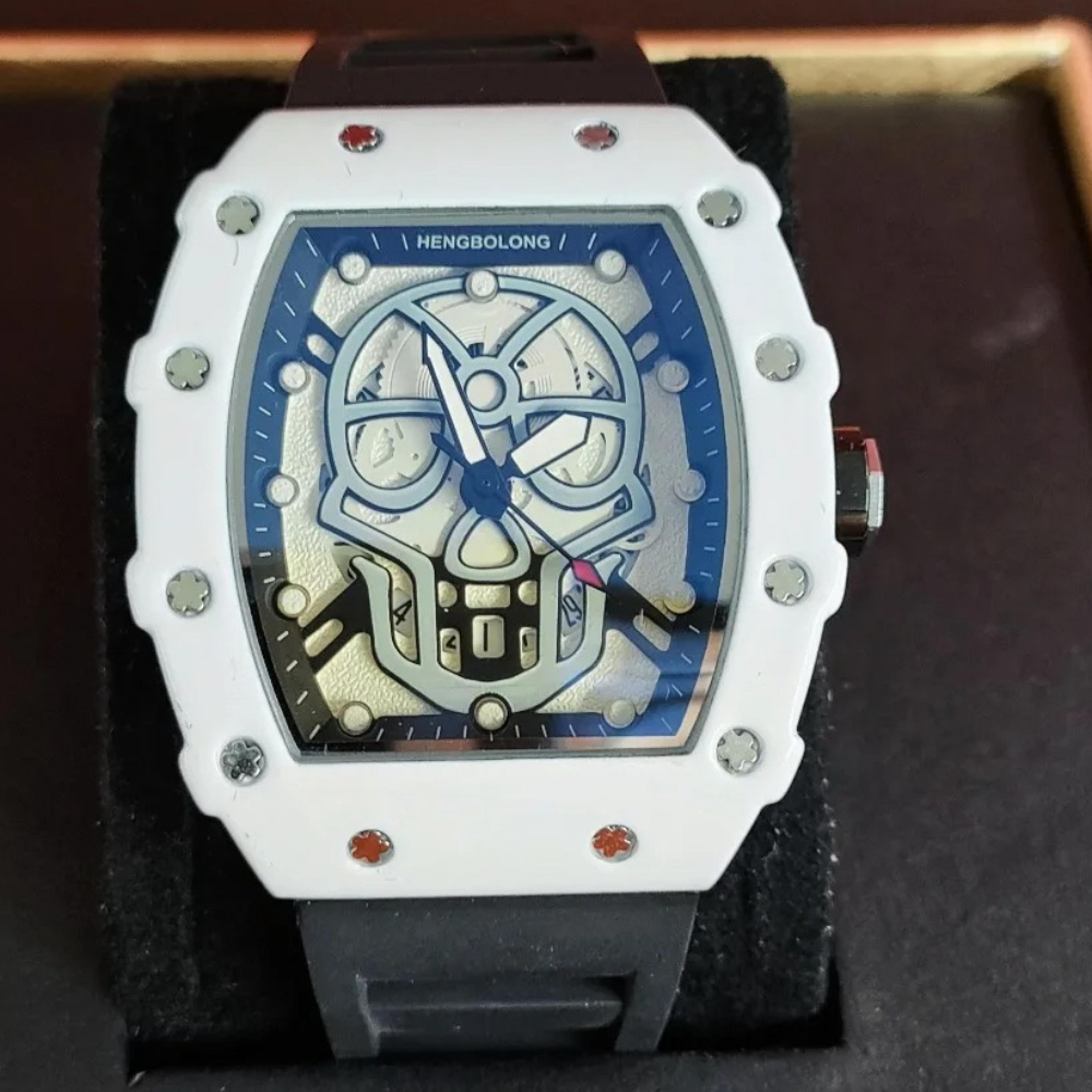 luxury hollow skull quartz watch for men personalized military style wristwatch