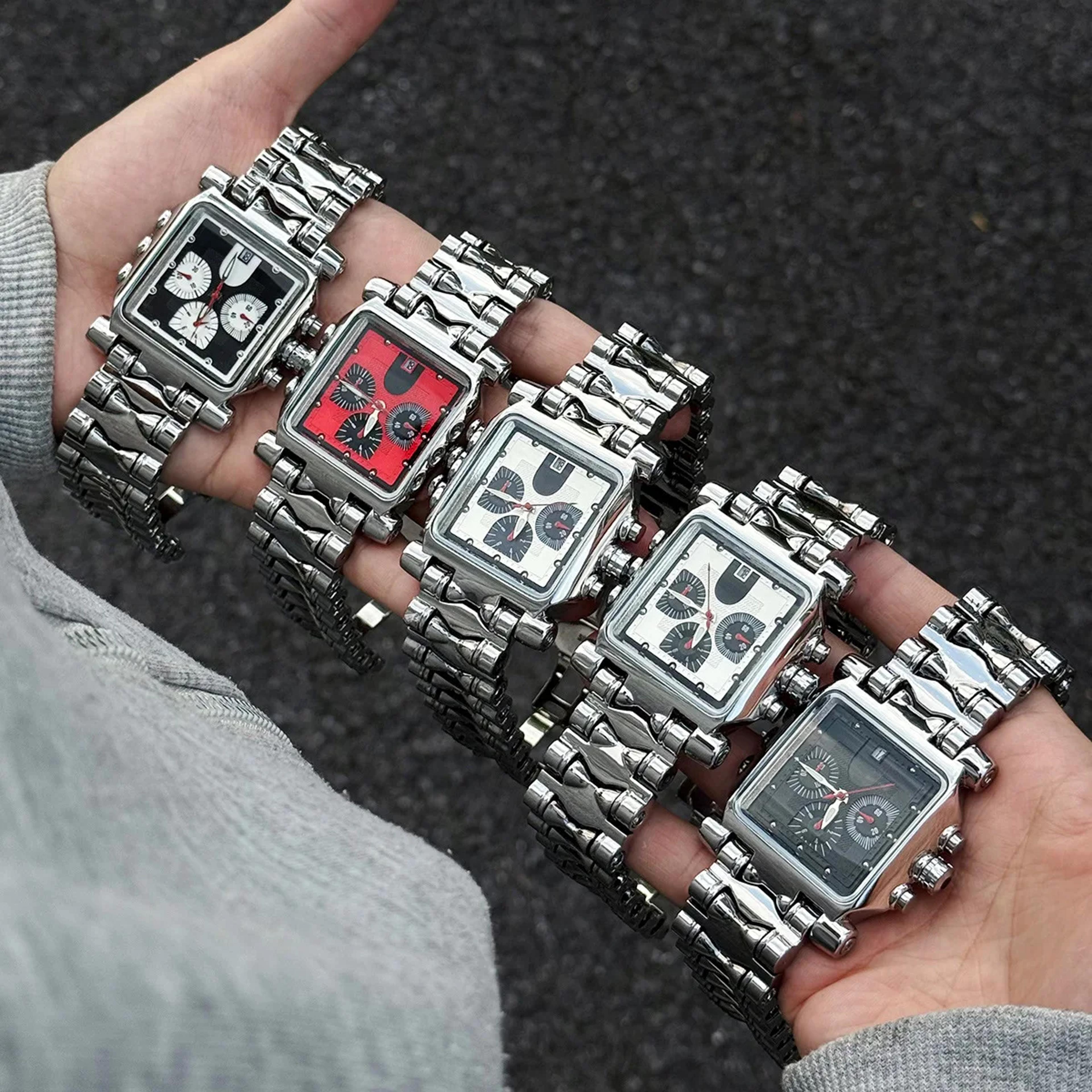 multifunction quartz watch for men six hand large dial retro statement watch