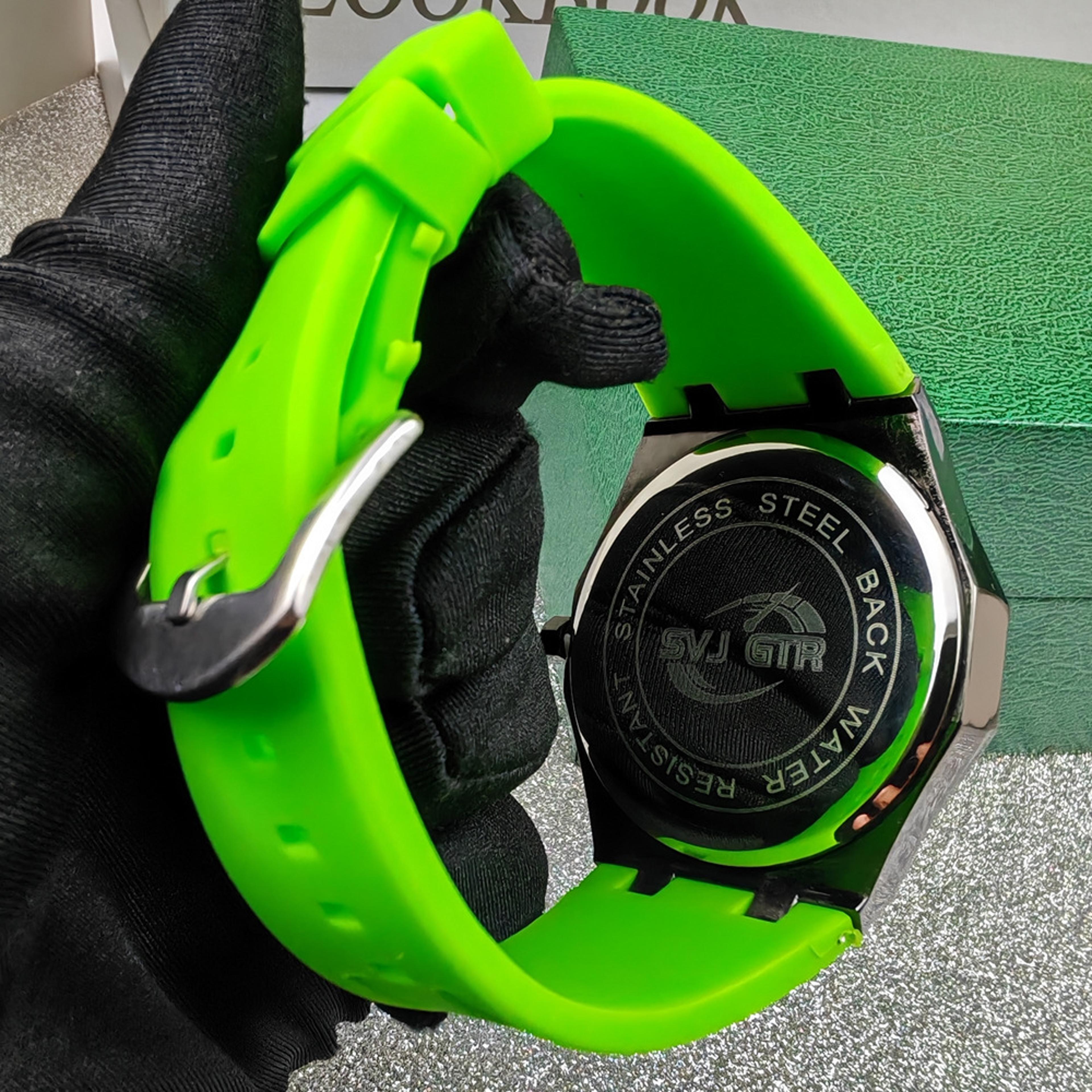 turntable rotating dial quartz watch for men with rubber strap